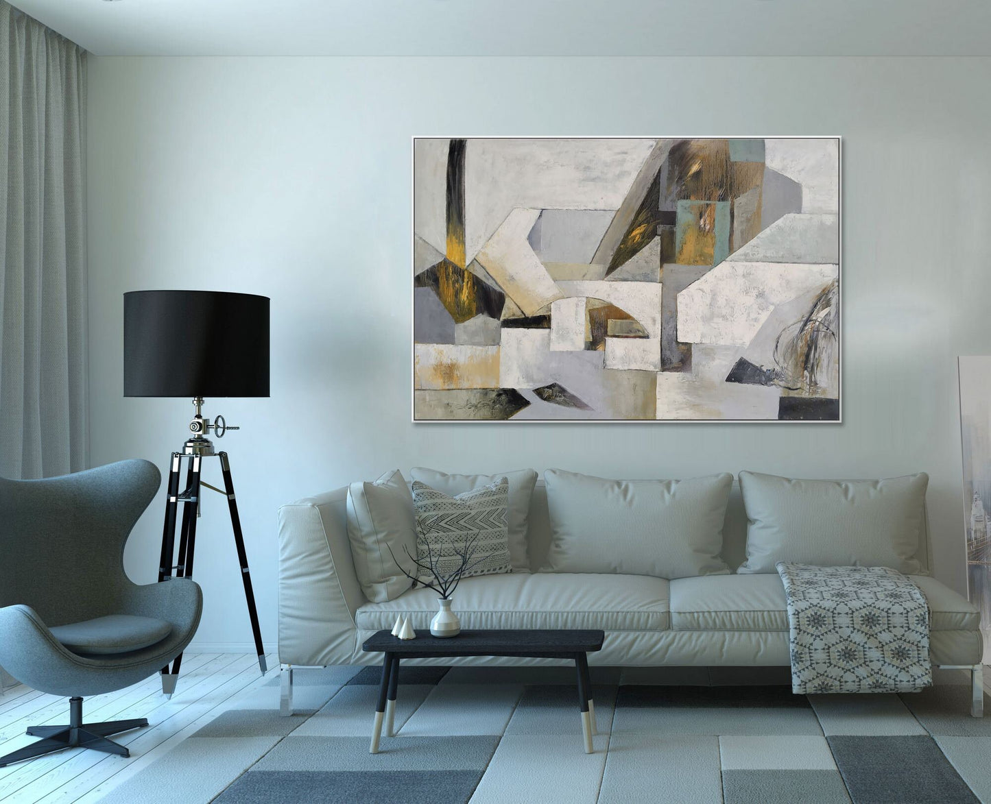 Abstract Art, Contemporary Painting, Large Oil Painting Black White, Canvas Art, Kitchen Wall Art, Original Abstract Art, Large Canvas Art