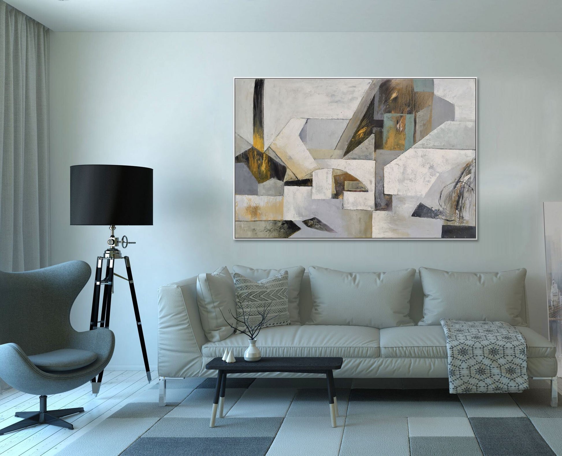 Abstract Art, Contemporary Painting, Large Oil Painting Black White, Canvas Art, Kitchen Wall Art, Original Abstract Art, Large Canvas Art
