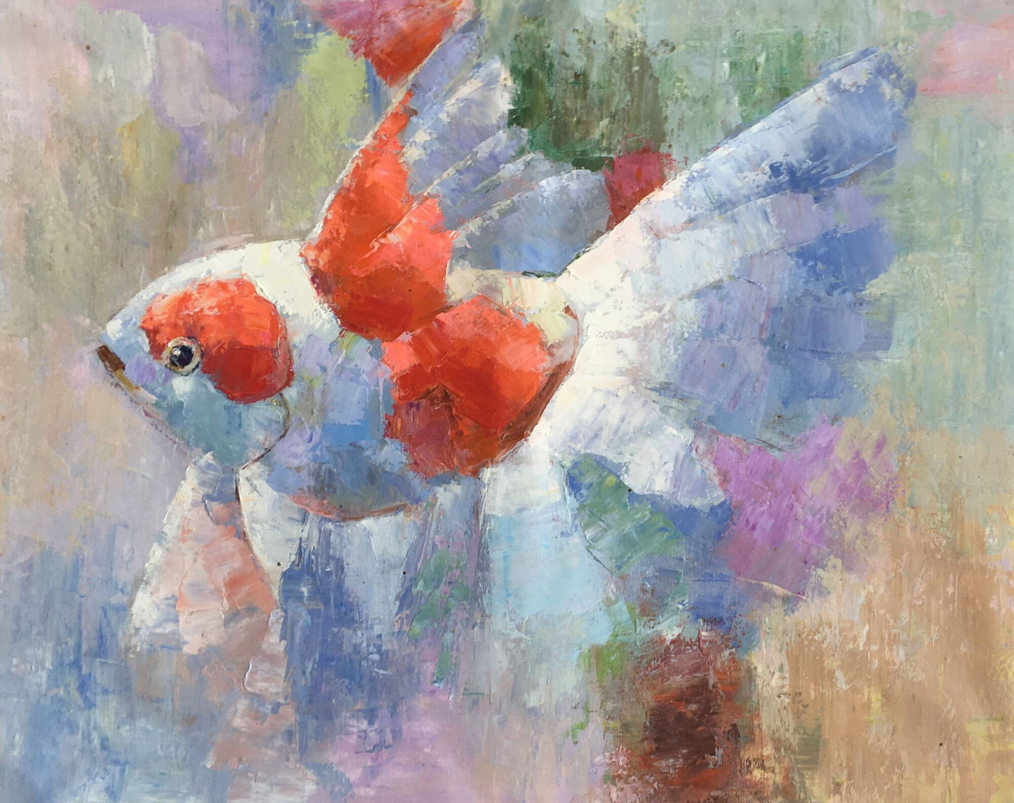 Oil Painting Gold Fish, Large Canvas Painting, Large Wall Decor, Gold Fish Painting, Modern Painting, Original Oil Painting, Canvas Art