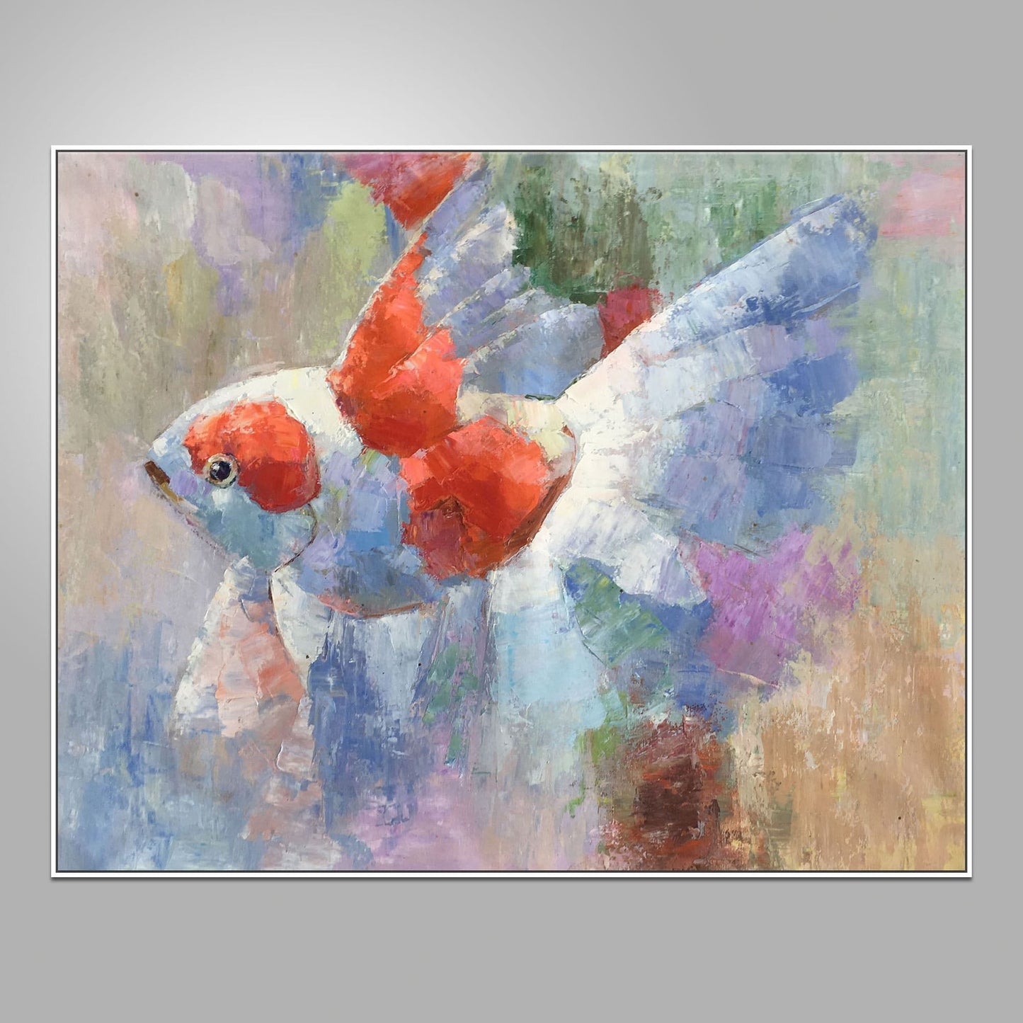 Oil Painting Gold Fish, Large Canvas Painting, Large Wall Decor, Gold Fish Painting, Modern Painting, Original Oil Painting, Canvas Art