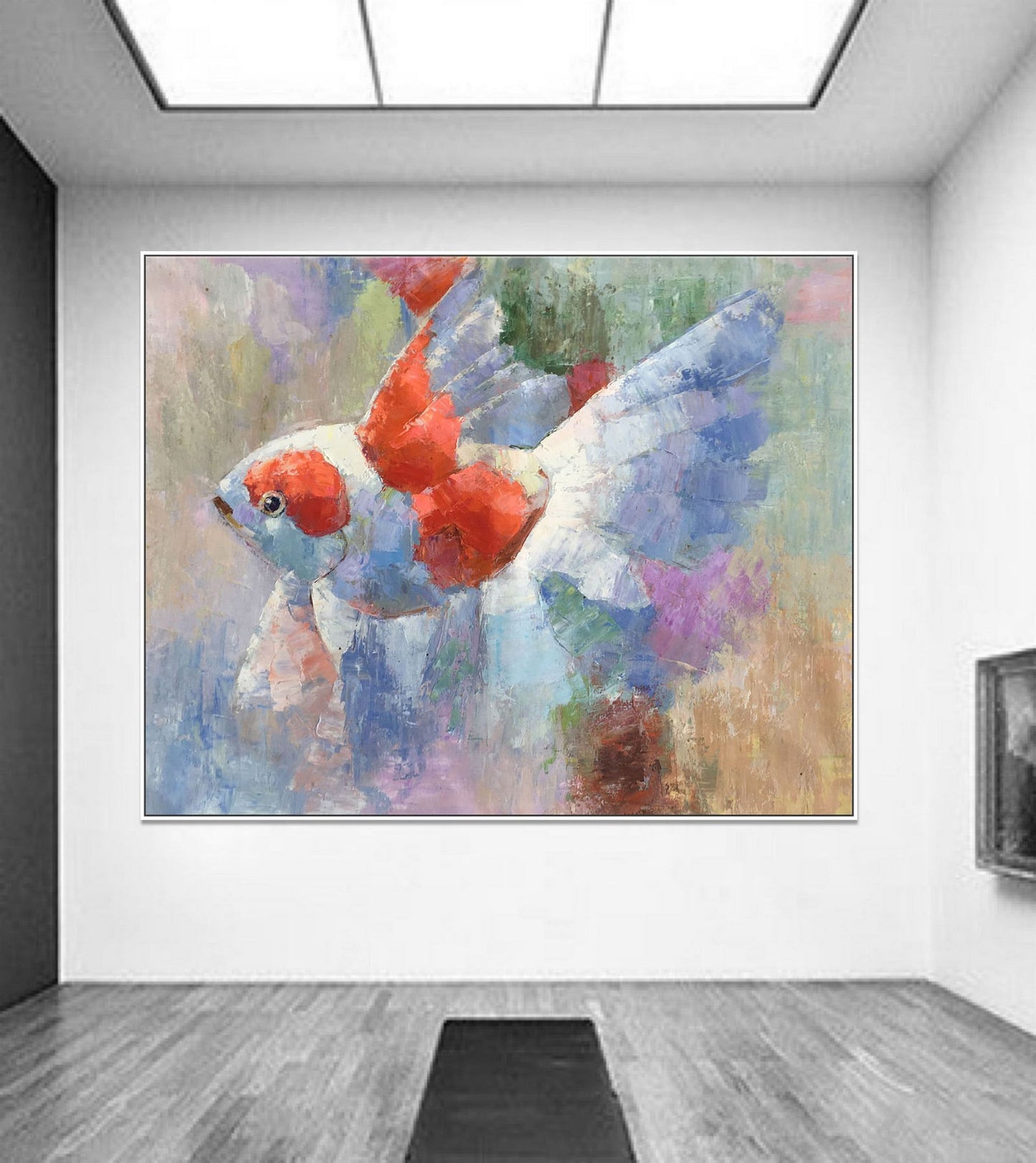 Oil Painting Gold Fish, Large Canvas Painting, Large Wall Decor, Gold Fish Painting, Modern Painting, Original Oil Painting, Canvas Art
