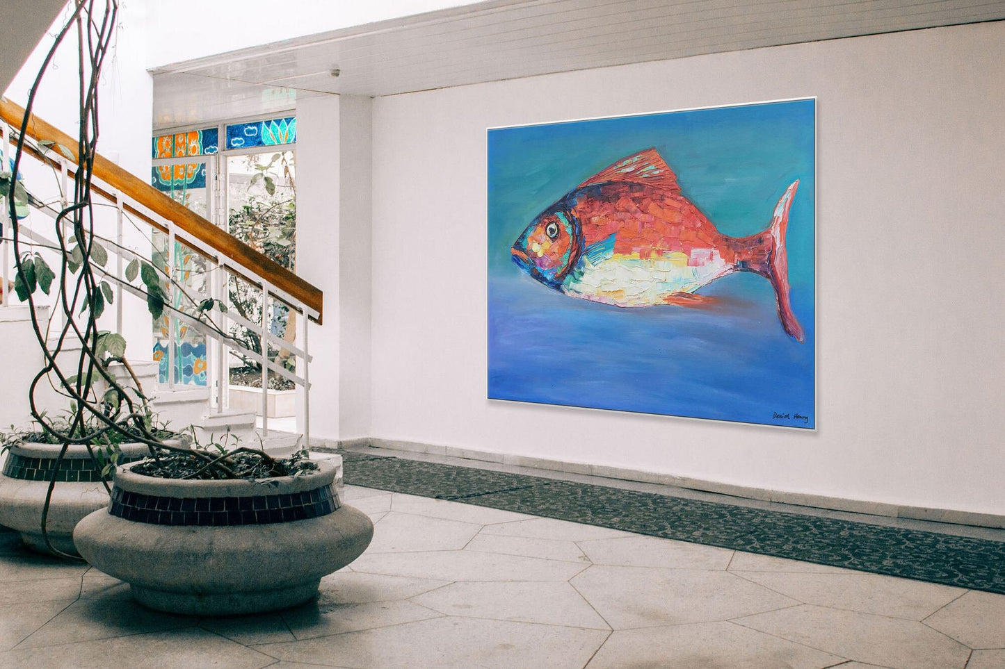 Abstract Oil Painting, Modern Painting Fish, Canvas Art, Large Wall Art, Large Art, Art, Original Abstract Painting, Abstract Oil Painting