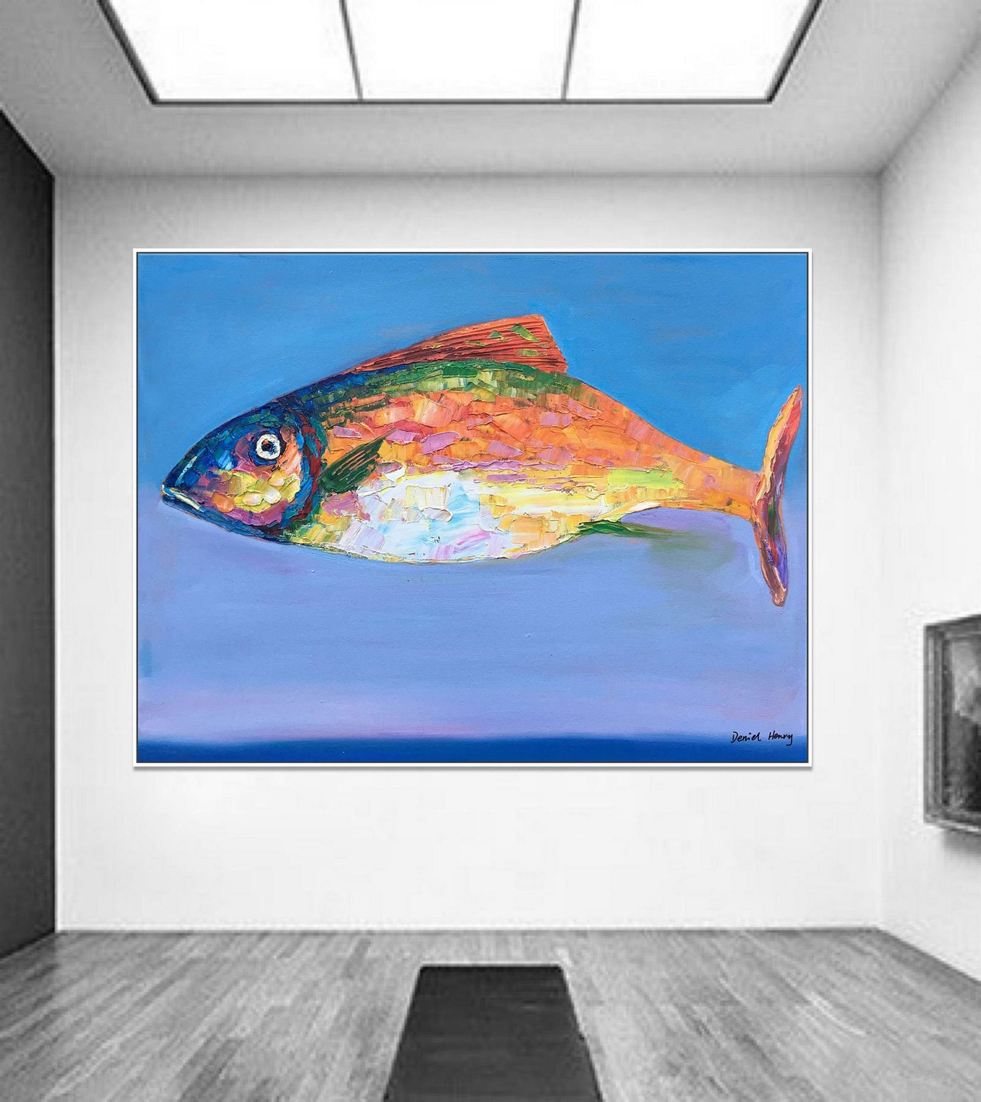 Large Abstract Art Fish Painting, Modern Art, Kitchen Wall Art, Modern Wall Art, Abstract Canvas Painting, Painting Abstract, Original Art
