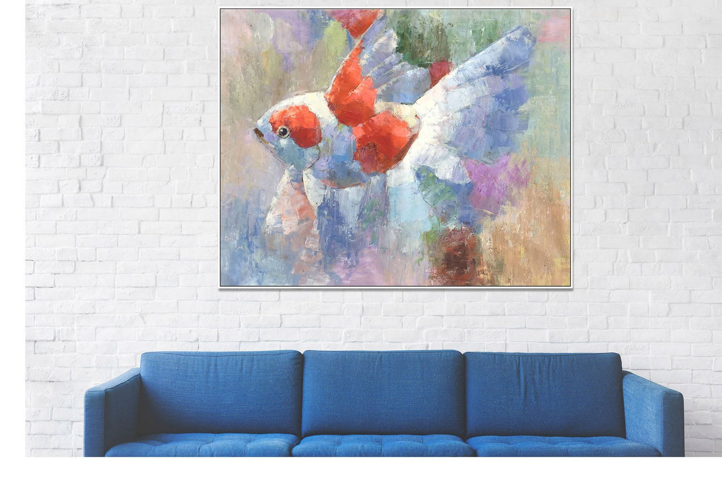 Oil Painting Gold Fish, Large Canvas Painting, Large Wall Decor, Gold Fish Painting, Modern Painting, Original Oil Painting, Canvas Art