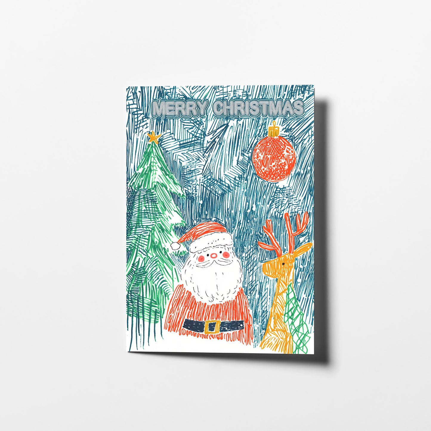 Santa Claus & Reindeer Cards | Set of 10 | Digital Christmas Cards