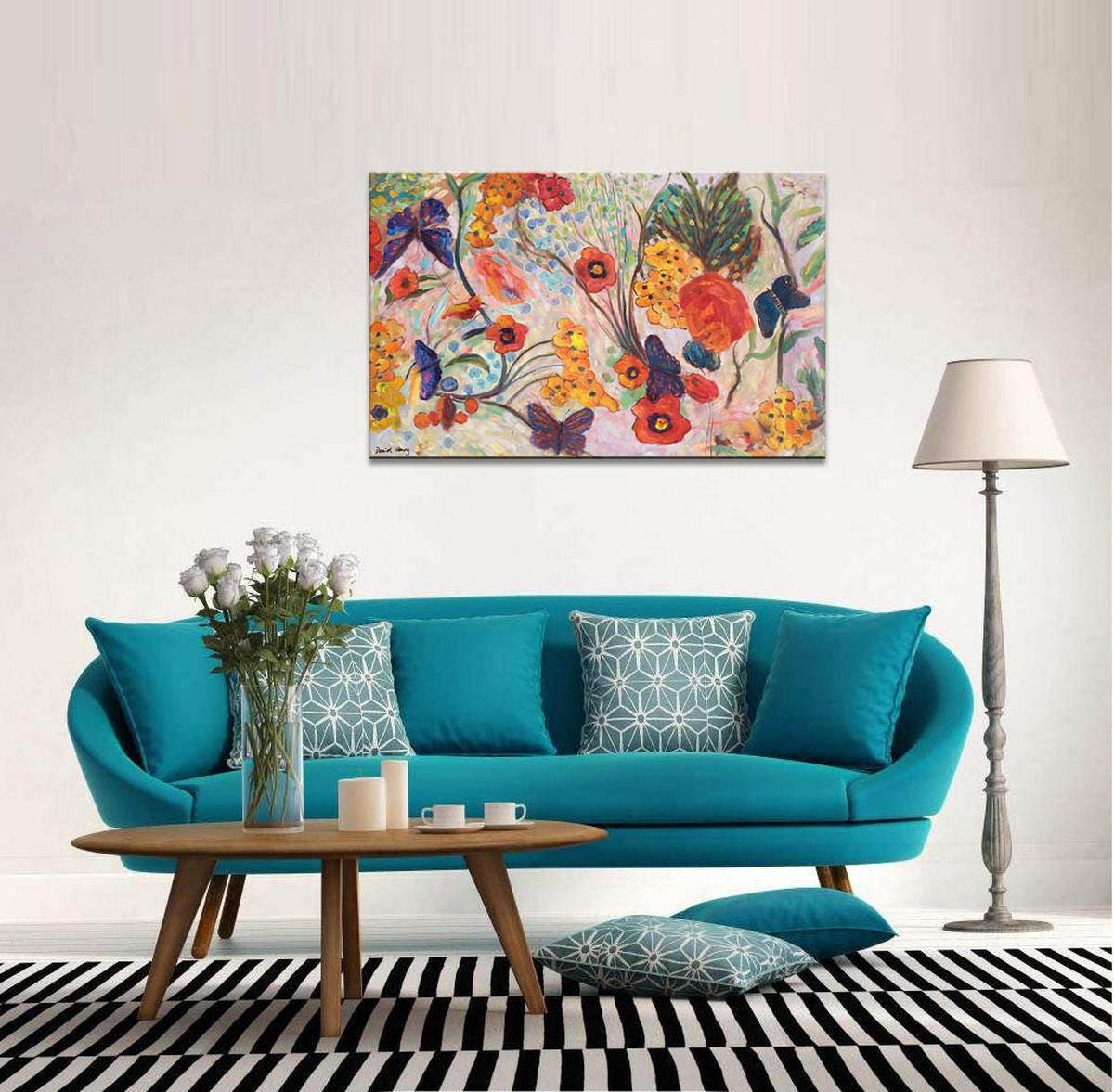 Large Abstract Painting, Large Wall Art Canvas, Butterfilies Painting, Abstract Canvas Painting, Original Abstract Painting, Modern Painting