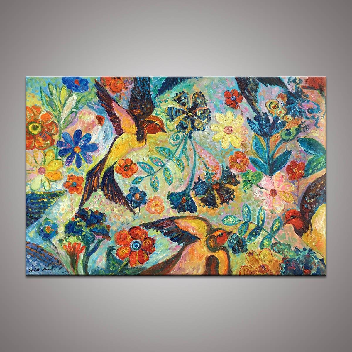 Oil Painting Abstract, Birds Art, Contemporary Painting, Original Art, Kitchen Decor, Large Canvas Art, Canvas Painting, Graffiti Wall Decor