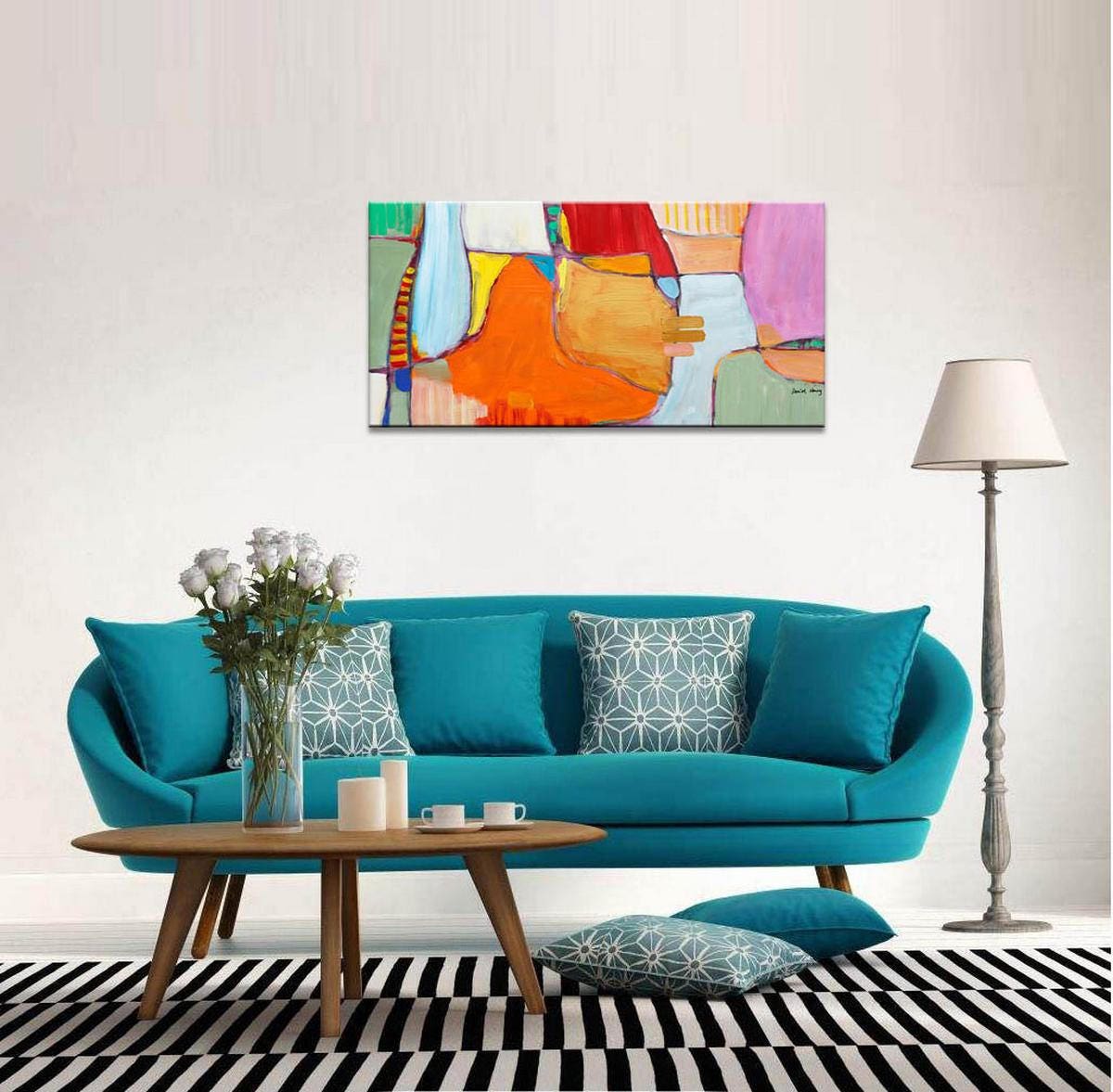 Abstract Canvas Art, Contemporary Art, Canvas Wall Decor, Oil Painting Original, Abstract Painting, Large Painting, Bathroom Art, Abstract