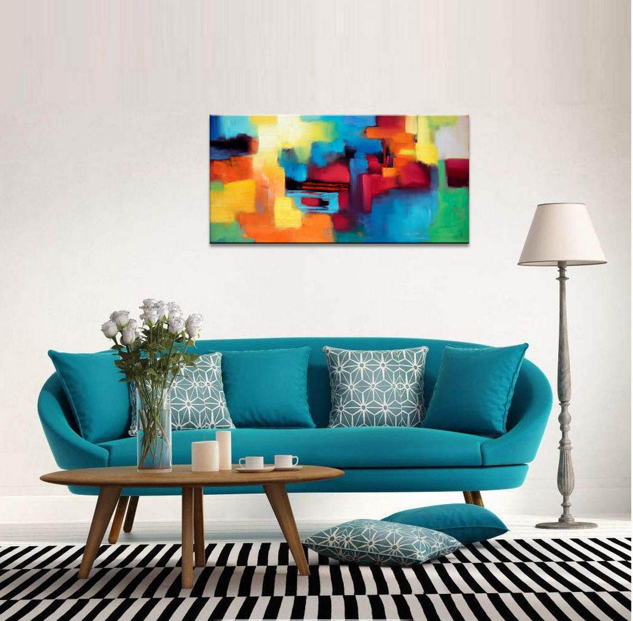 Abstract Art, Large Oil Painting, Canvas Painting, Large Wall Art Painting, Contemporary Art, Bathroom Sign, Original Abstract Art