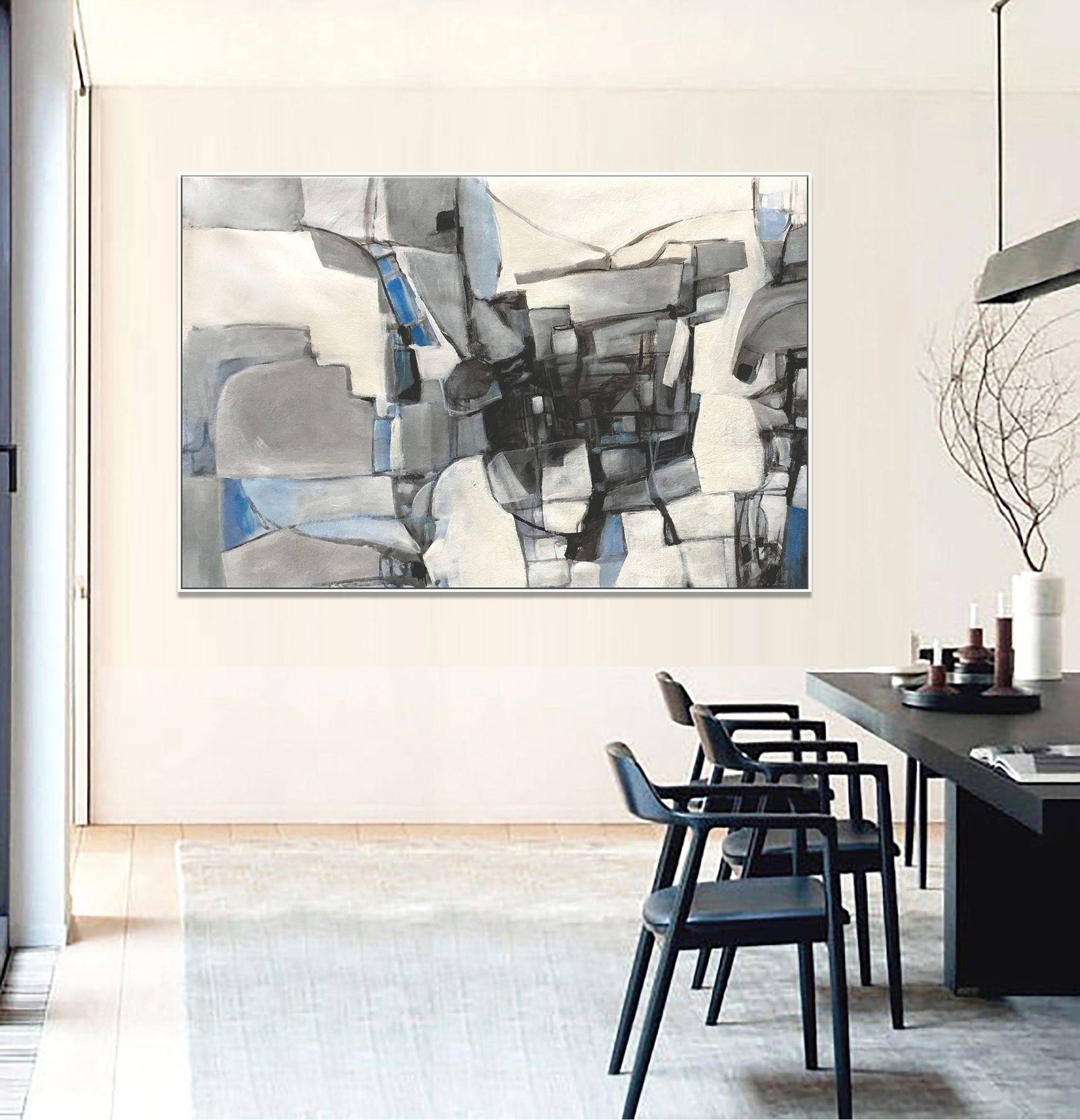 Black and White Canvas Art, Large Wall Art, Oil Painting Abstract, Powder Room Art, Large Canvas Painting, Contemporary Art, Oil Painting