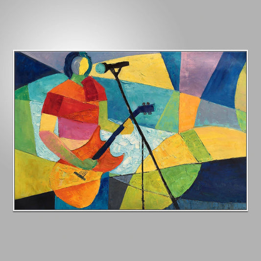 Large Abstract Painting Guitar Player, Original Oil Painting, Oil Painting Abstract, Large Wall Decor, Canvas Art, Modern Art, Bathroom Art