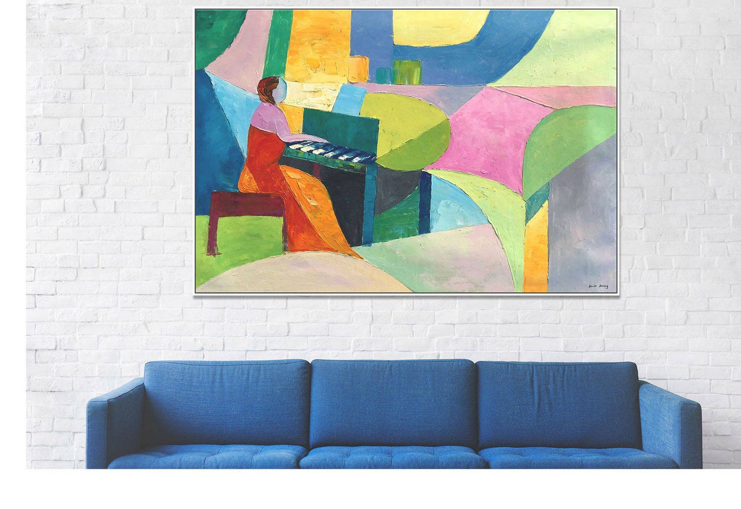 Original Abstract Art Piano Player, Abstract Painting, Contemporary Art, Abstract Canvas Painting, Large Abstract Painting, Wall Art