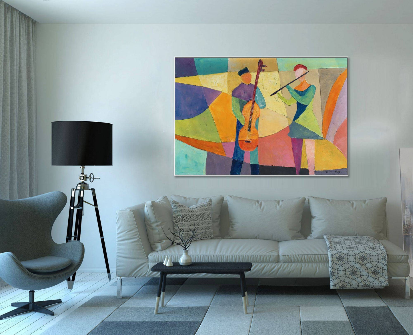 Original Art Oil Painting Music Players, Large Canvas Painting, Contemporary Art, Living Room Art, Wall Decor, Canvas Art, Abstract Painting