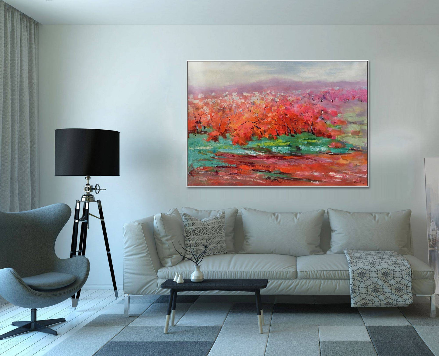 Large Abstract Painting Spring Landscape, Bedroom Art, Large Wall Art Canvas, Abstract Canvas Painting, Original Abstract Landscape Painting