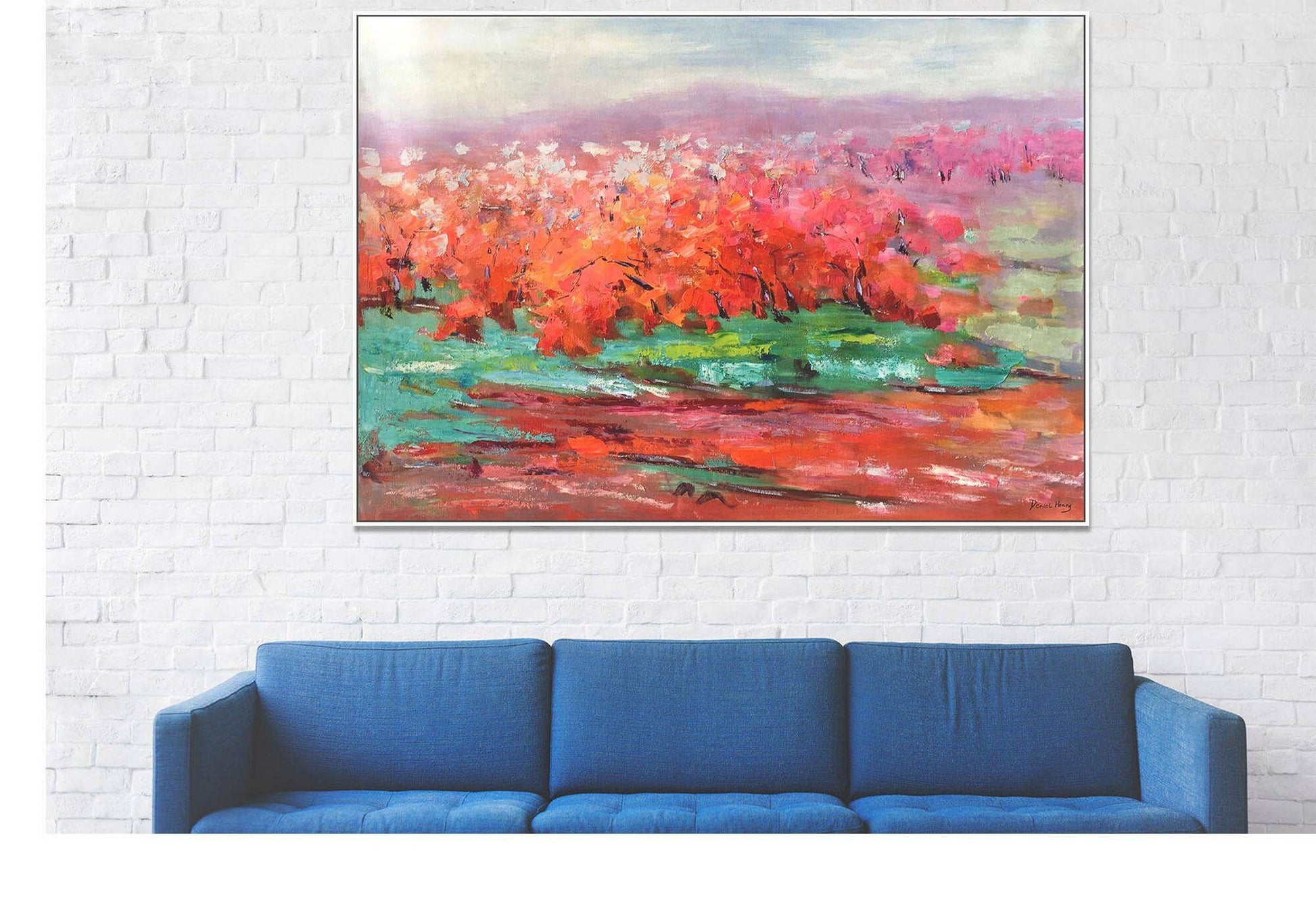 Large Abstract Painting Spring Landscape, Bedroom Art, Large Wall Art Canvas, Abstract Canvas Painting, Original Abstract Landscape Painting