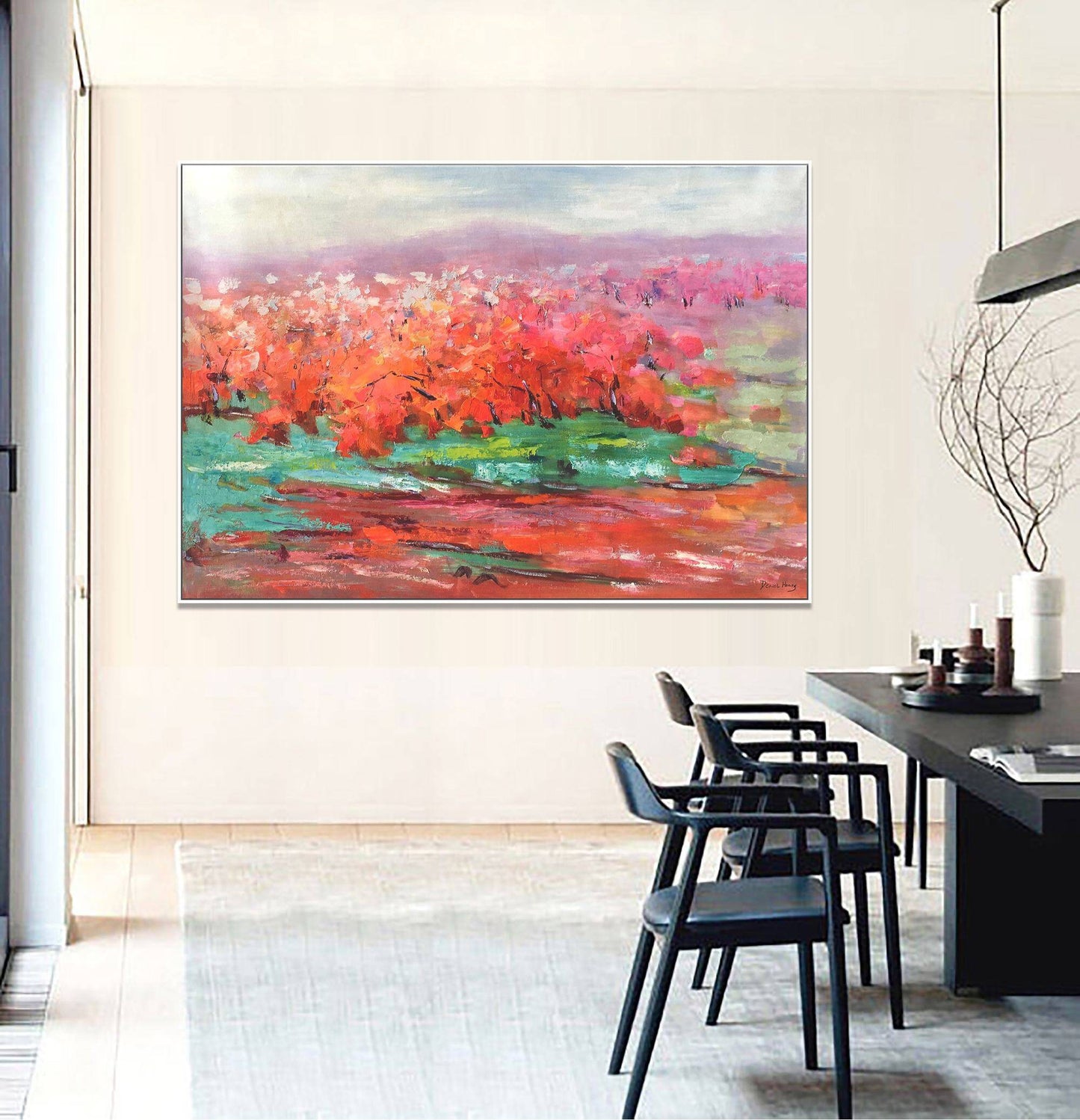 Large Abstract Painting Spring Landscape, Bedroom Art, Large Wall Art Canvas, Abstract Canvas Painting, Original Abstract Landscape Painting