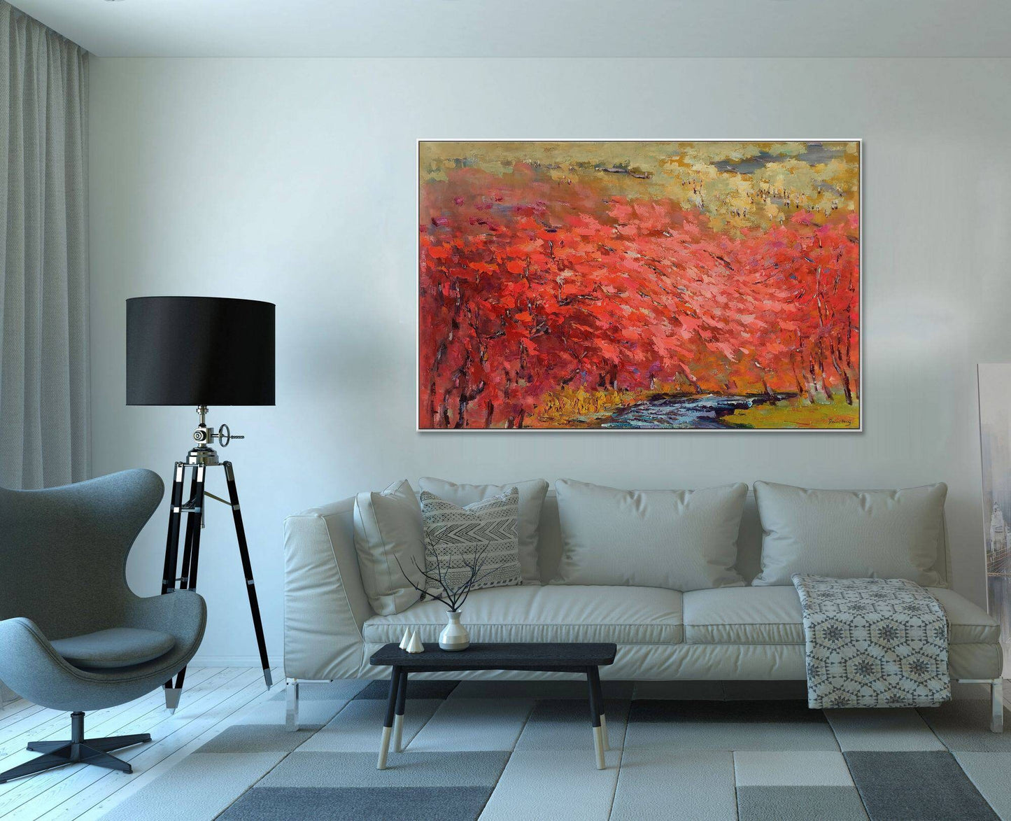 Contemporary Painting Autumn Forest, Large Canvas Art, Wall Hanging, Original Art, Abstract Art, Kitchen Wall Decor, Abstract Canvas Art