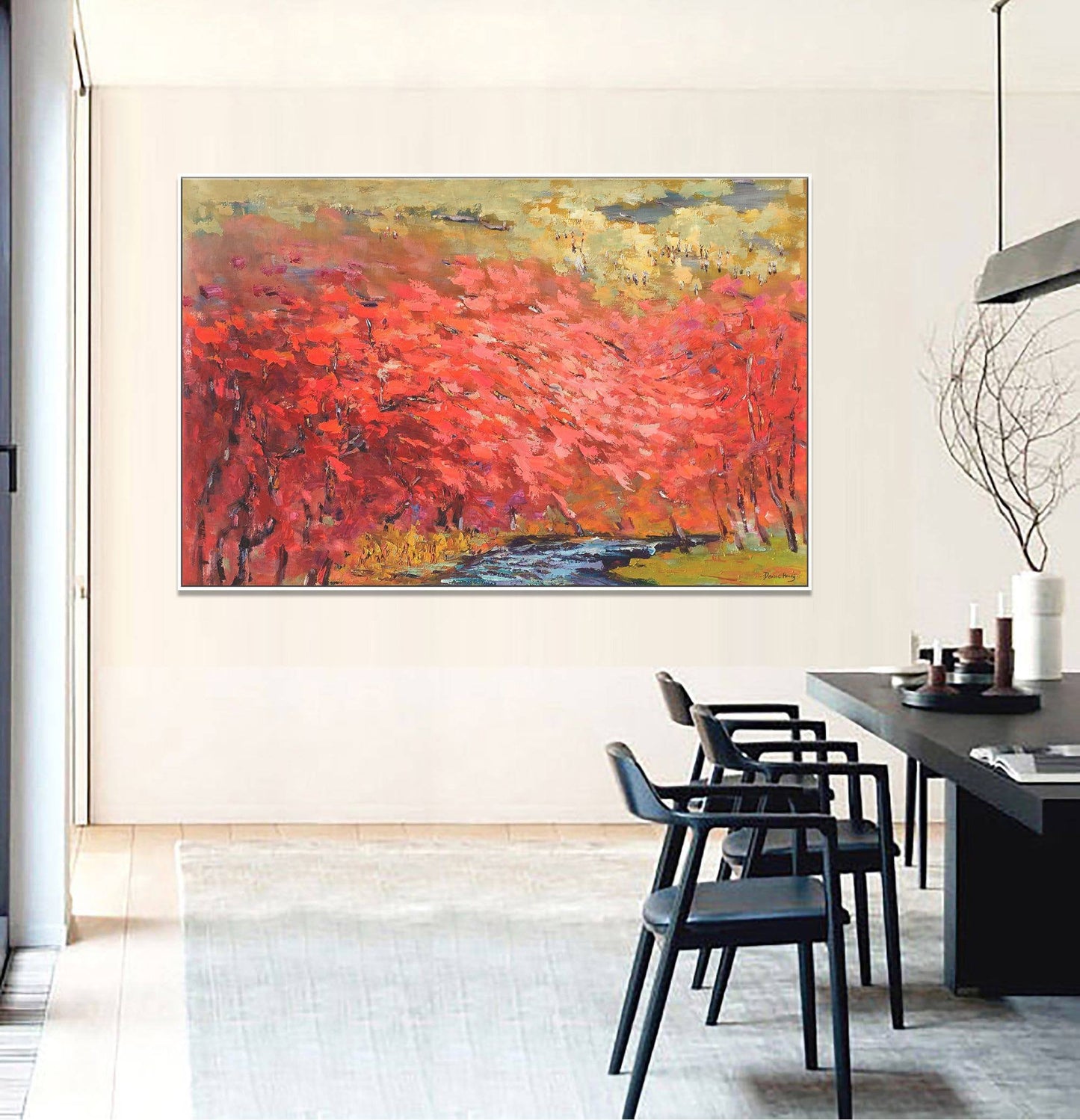 Contemporary Painting Autumn Forest, Large Canvas Art, Wall Hanging, Original Art, Abstract Art, Kitchen Wall Decor, Abstract Canvas Art