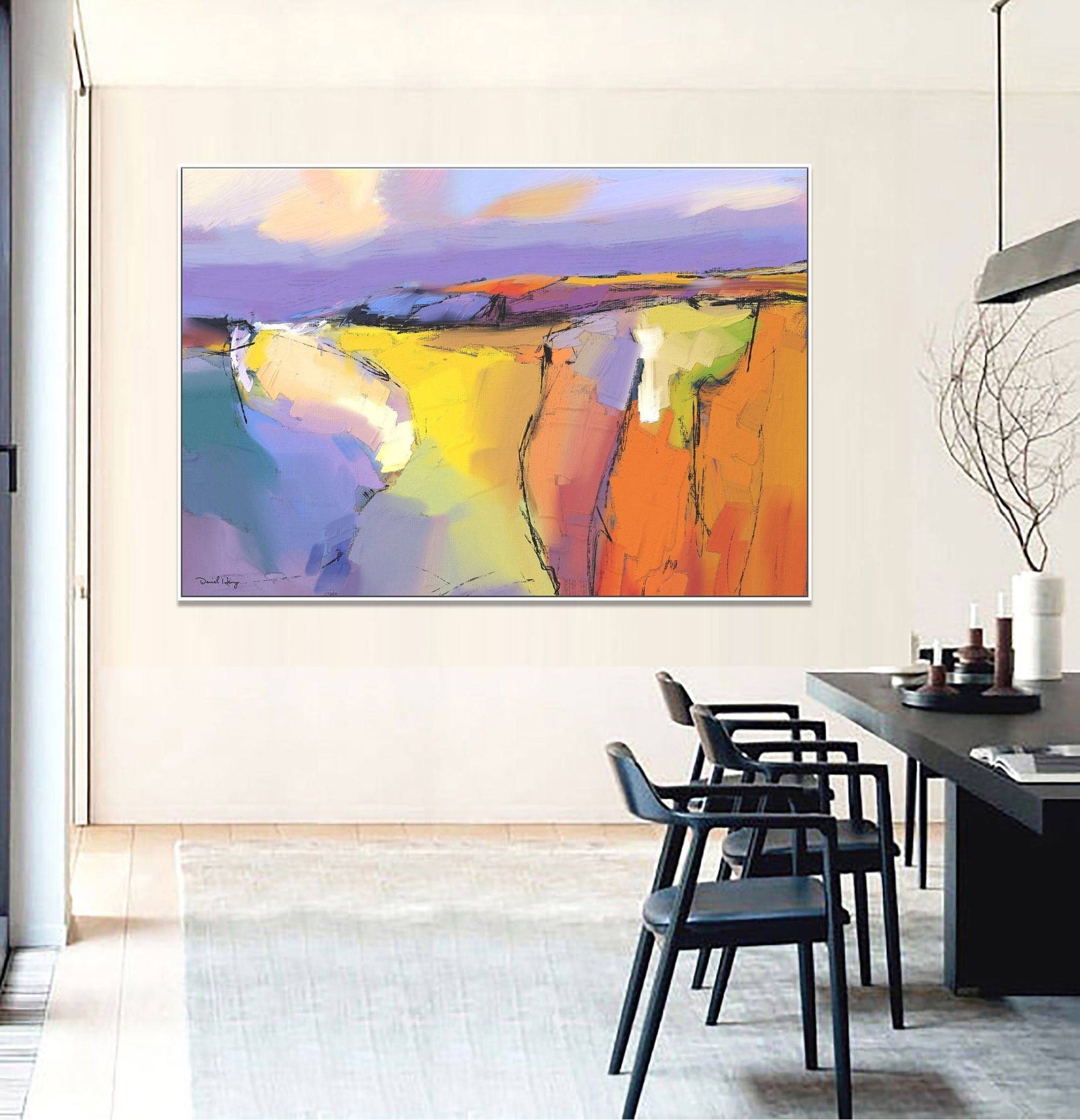 Canvas Painting, Original Painting, Kitchen Wall Decor, Large Canvas Painting, Modern Art, Wall Hanging, Abstract Landscape Oil Painting