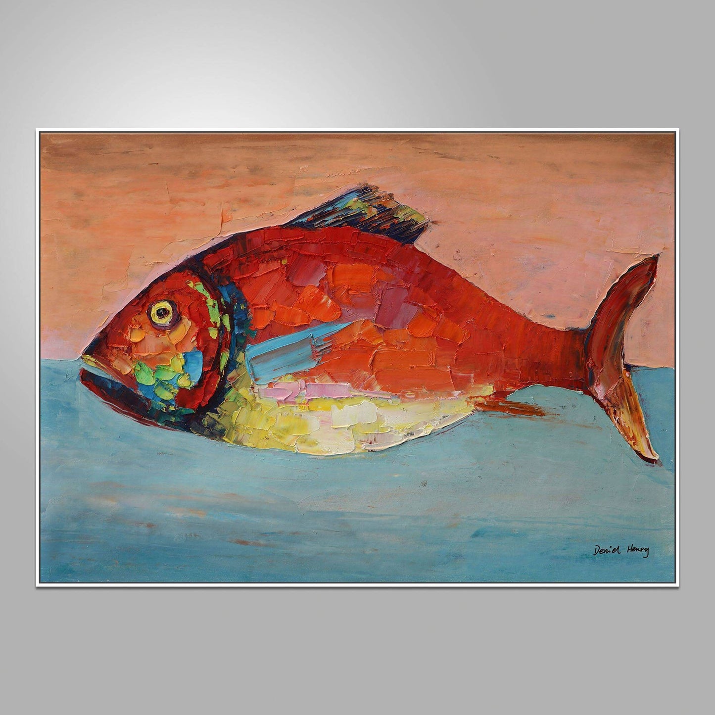 Fish Canvas Painting, Large Abstract Art, Abstract Oil Painting, Bedroom Wall Decor, Original Oil Painting, Modern Painting, Wall Art