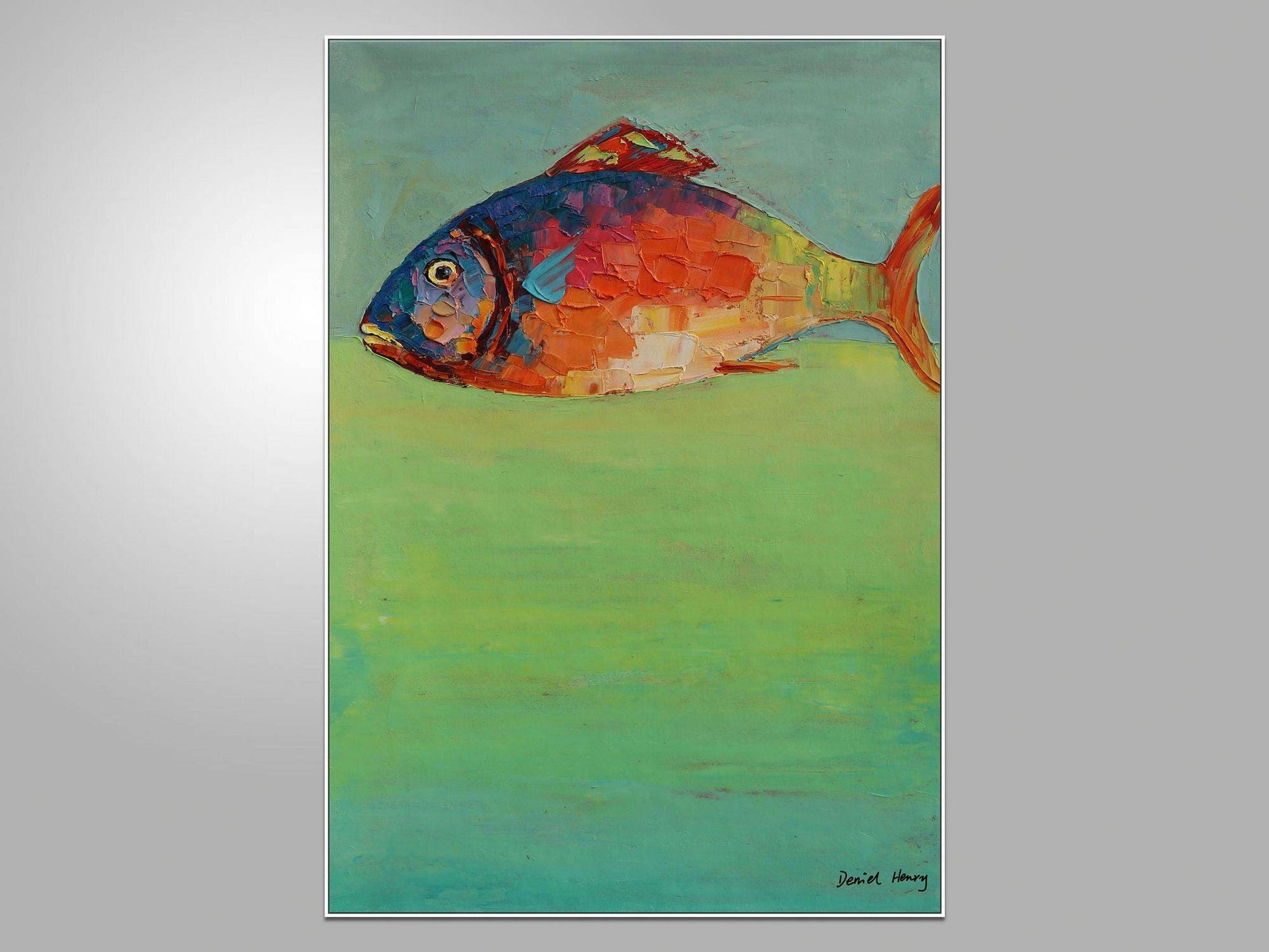 Original Abstract Painting Fish, Contemporary Art, Wall Hanging, Bathroom Wall Art, Large Art, Abstract Painting, Abstract Canvas Painting