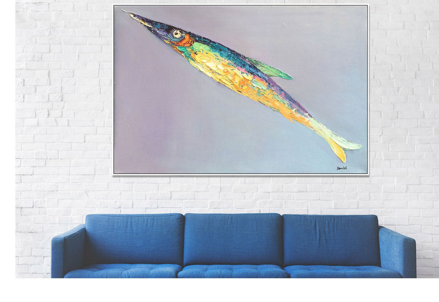 Abstract Canvas Painting, Abstract Oil Painting Fish, Modern Art, Original Painting, Extra Large Wall Art, Large Abstract Painting