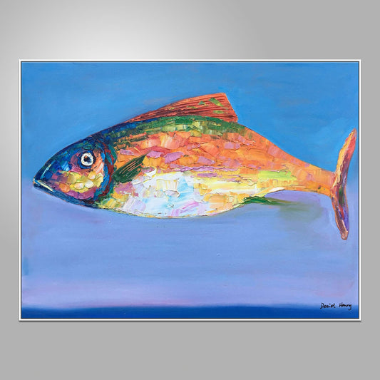 Large Abstract Art Fish Painting, Modern Art, Kitchen Wall Art, Modern Wall Art, Abstract Canvas Painting, Painting Abstract, Original Art