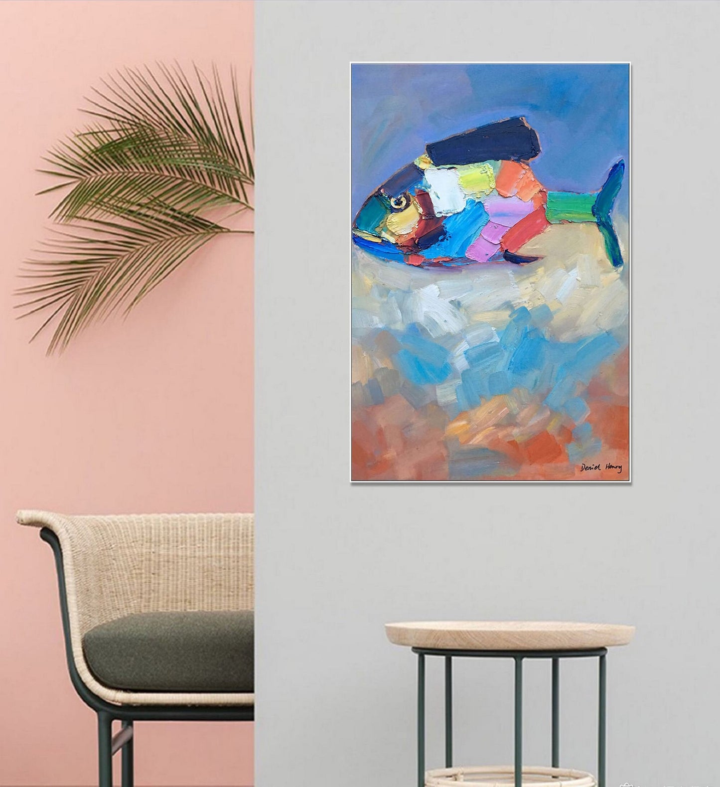 Canvas Painting, Oil Painting Abstract Fish, Modern Art, Large Oil Painting, Large Canvas Wall Art, Original Abstract Painting, Bedroom Art