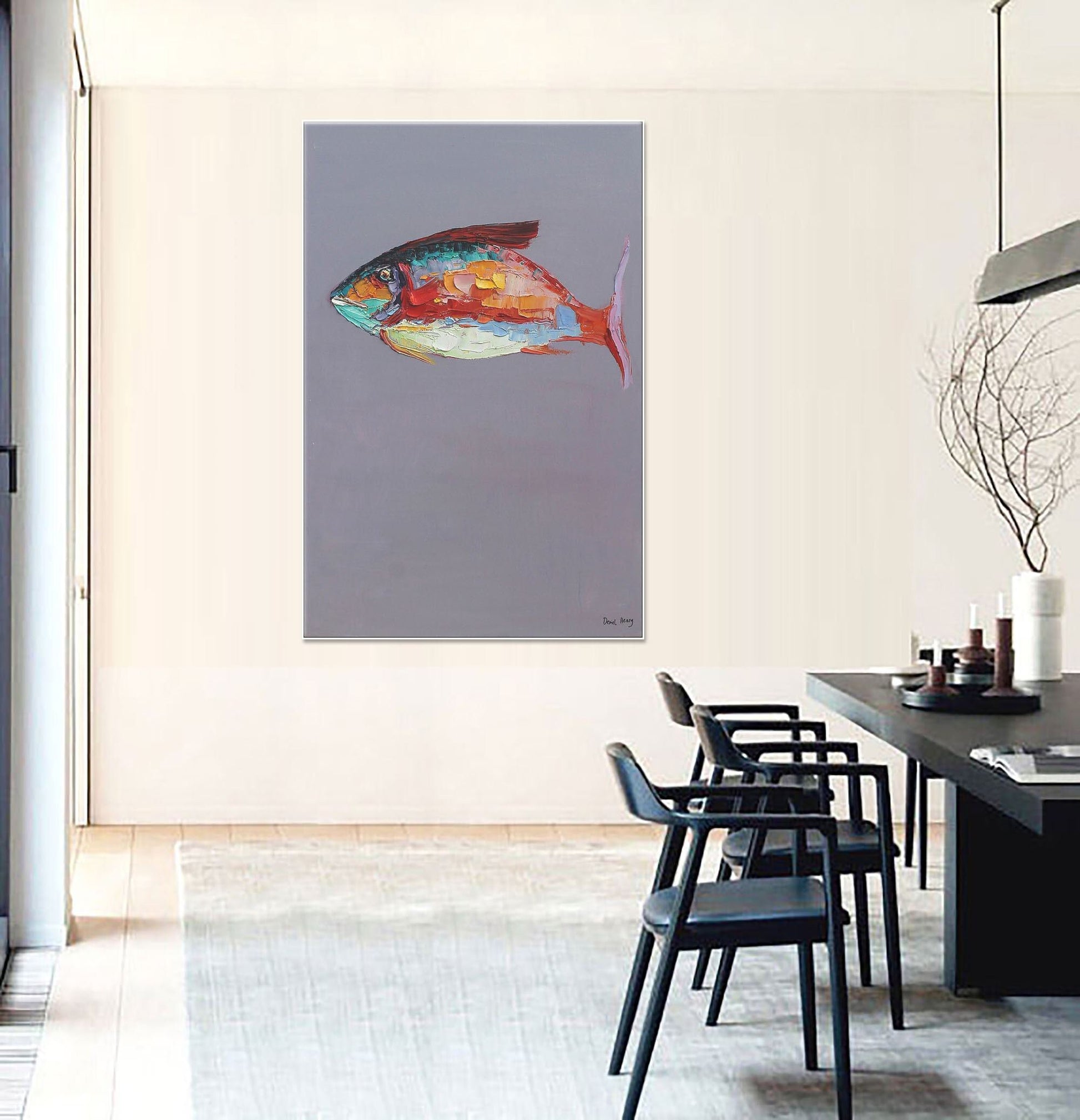 Contemporary Art Fish Wall Art, Large Wall Art Canvas, Oil Painting Abstract, Abstract Canvas Painting, Original Artwork, Large Canvas Art