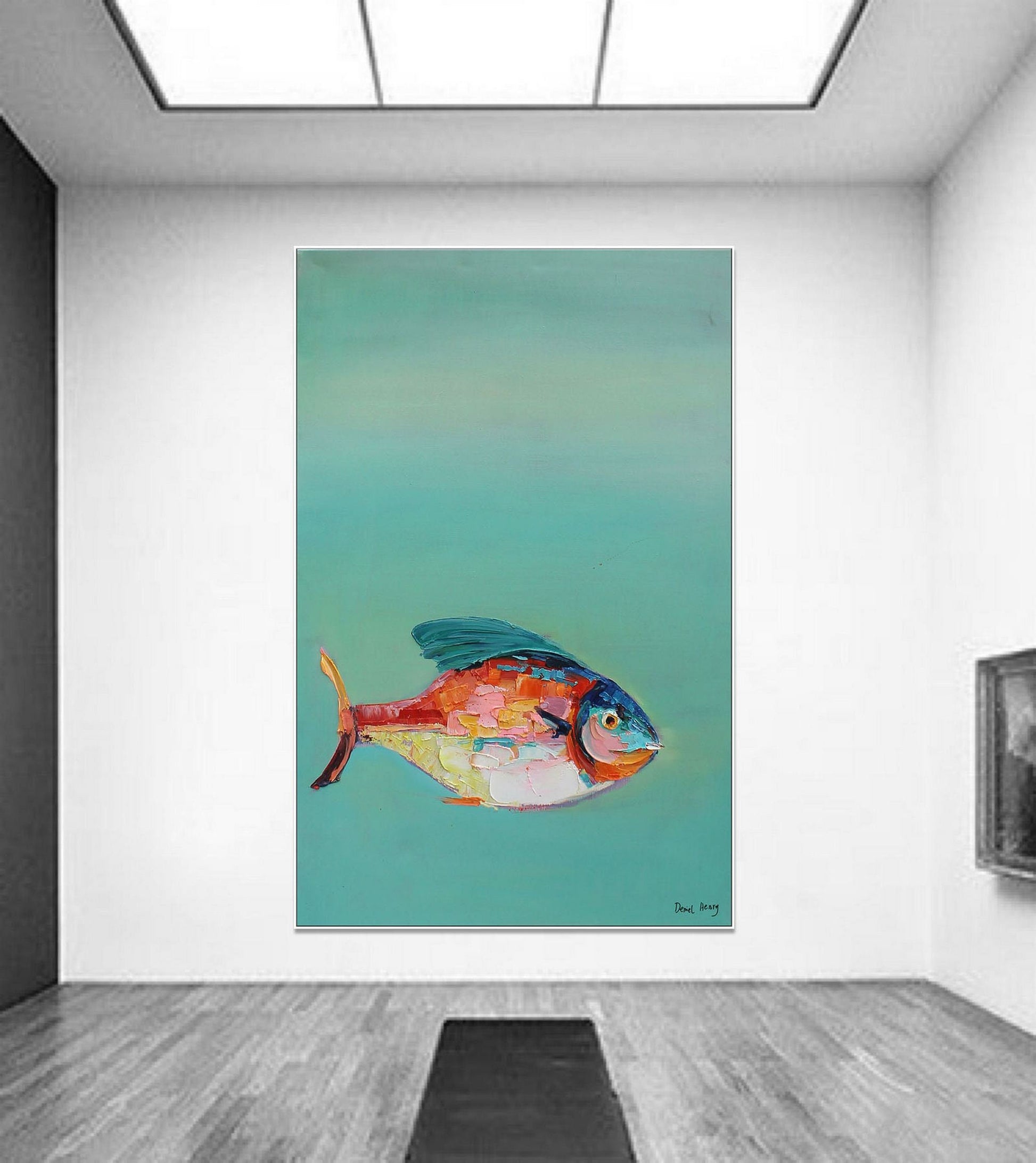 Contemporary Art Fish, Large Wall Art, Abstract Canvas Painting, Abstract Art, Bedroom Wall Decor, Large Painting, Oil Painting Original