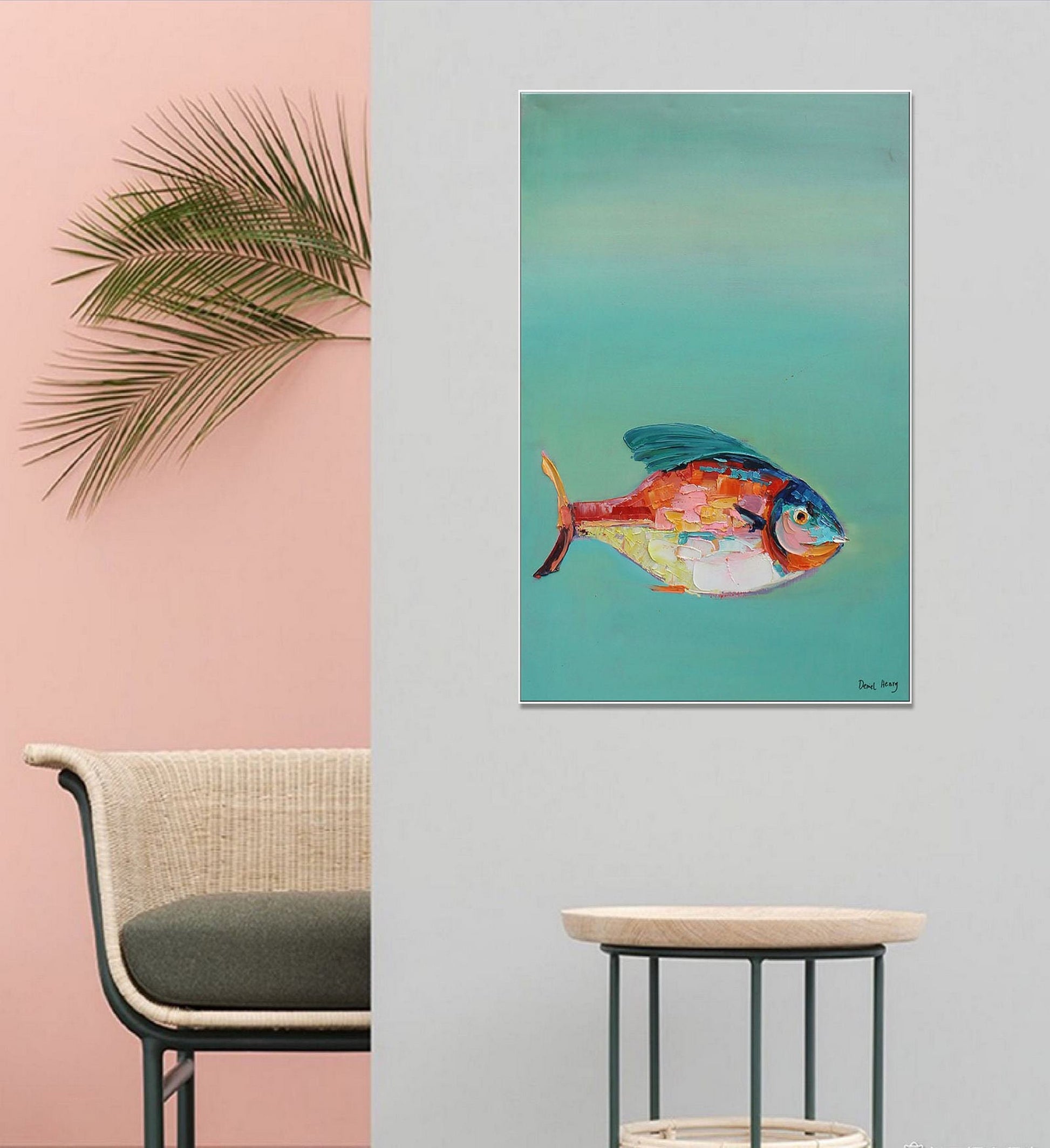 Contemporary Art Fish, Large Wall Art, Abstract Canvas Painting, Abstract Art, Bedroom Wall Decor, Large Painting, Oil Painting Original