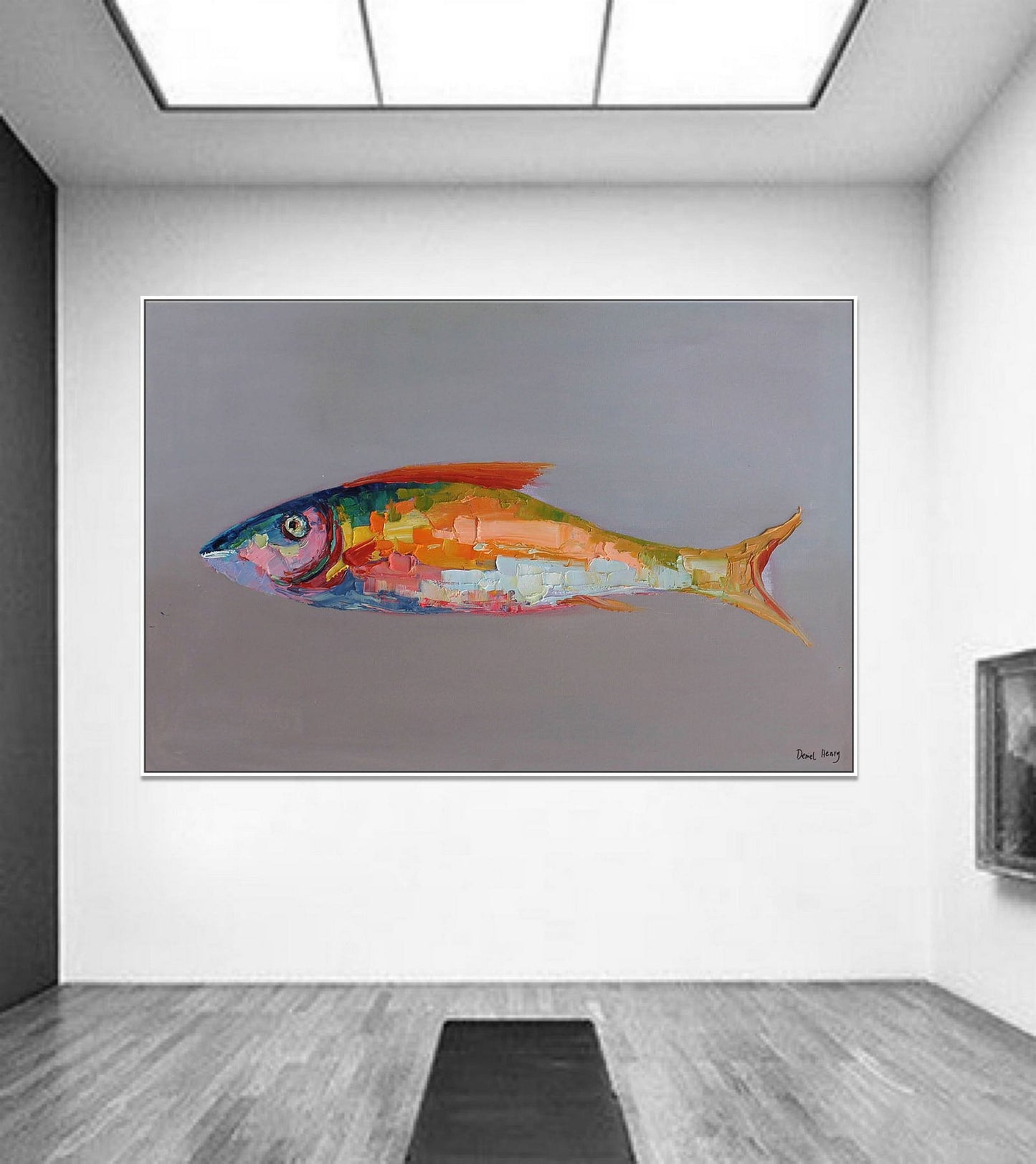 Family Wall Decor, Contemporary Painting, Abstract Oil Painting, Large Canvas Art, Fish Wall Art Abstract Canvas Painting, Original Painting