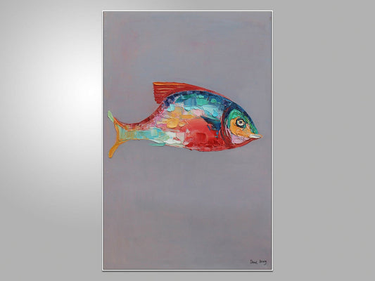 Large Wall Art Painting Fish Painting, Abstract Canvas Art, Abstract Painting, Original Abstract Painting, Kitchen Decor, Large Art