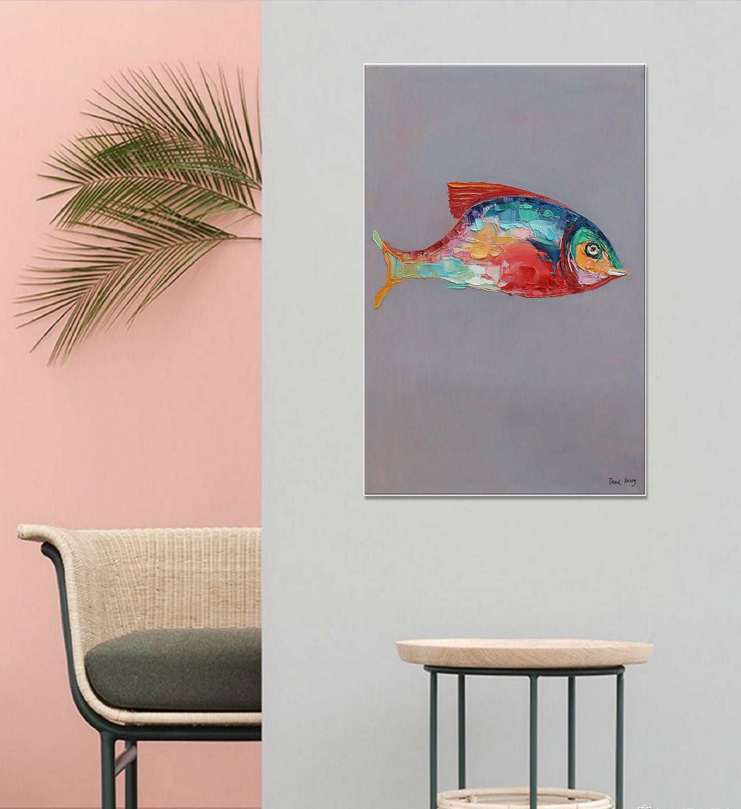 Large Wall Art Painting Fish Painting, Abstract Canvas Art, Abstract Painting, Original Abstract Painting, Kitchen Decor, Large Art