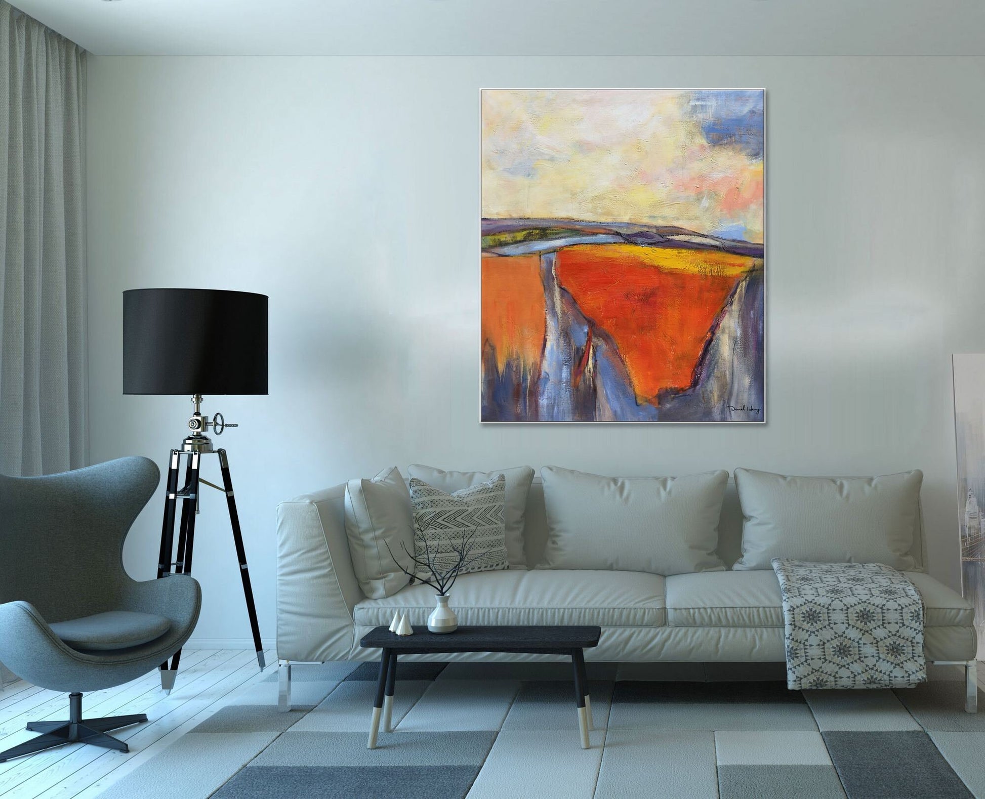 Abstract Landscape Oil Painting, Large Art, Original Art, Abstract Canvas Art, Bedroom Wall Decor, Contemporary Wall Art, Modern Art