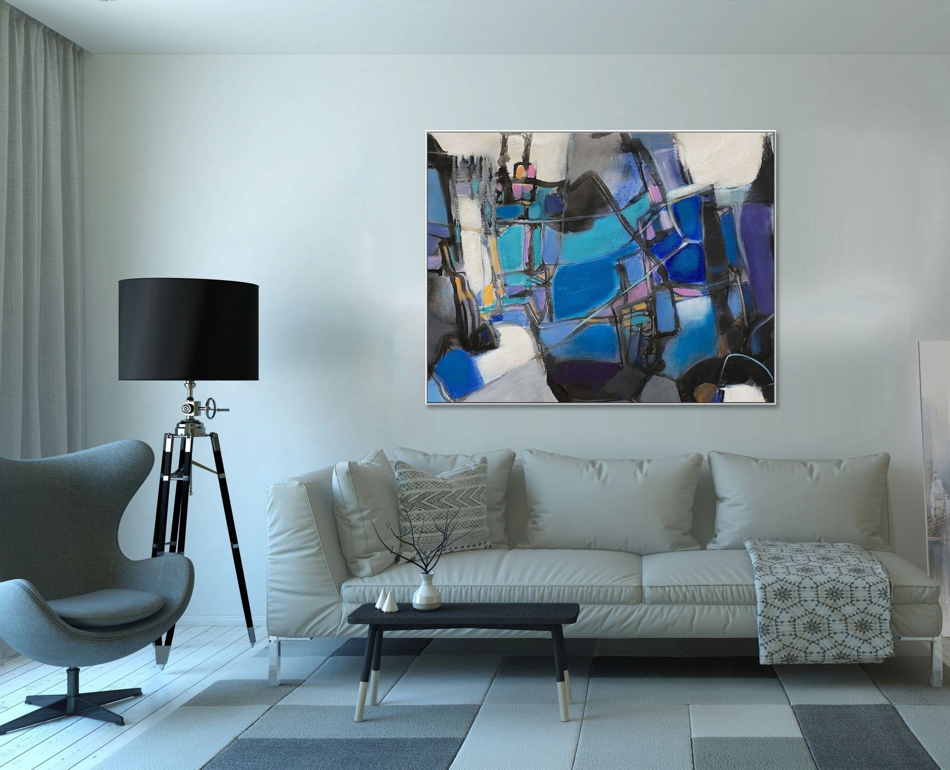 Oil Painting Abstract, Original Oil Painting, Large Canvas Wall Art, Modern Painting, Large Abstract Painting, Kitchen Wall Decor, Blue