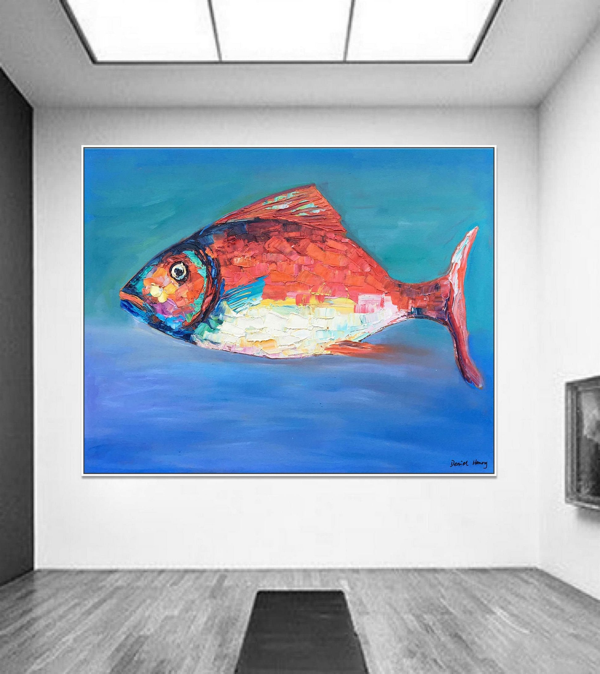 Abstract Oil Painting, Modern Painting Fish, Canvas Art, Large Wall Art, Large Art, Art, Original Abstract Painting, Abstract Oil Painting