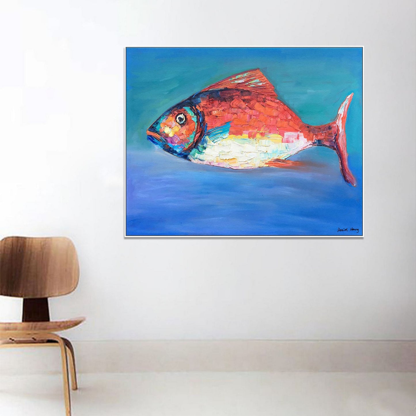 Abstract Oil Painting, Modern Painting Fish, Canvas Art, Large Wall Art, Large Art, Art, Original Abstract Painting, Abstract Oil Painting