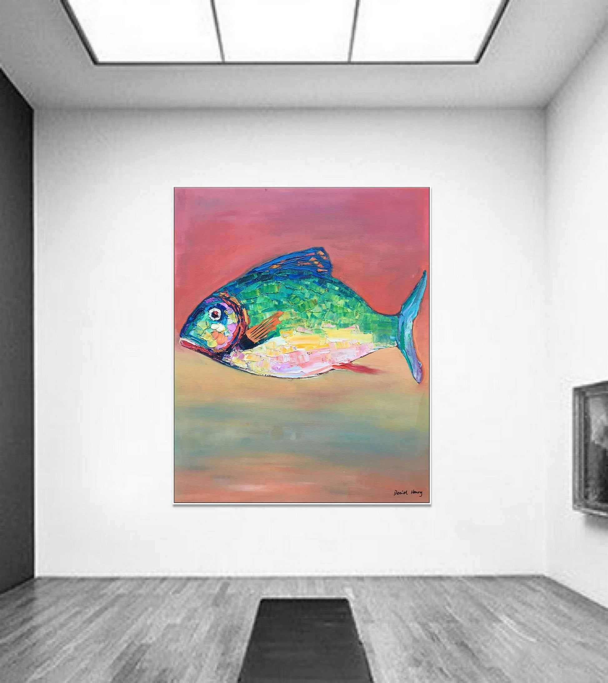 Oil Painting Abstract Fish, Large Canvas Wall Art, Contemporary Art, Original Abstract Painting, Large Abstract Painting, Kitchen Art