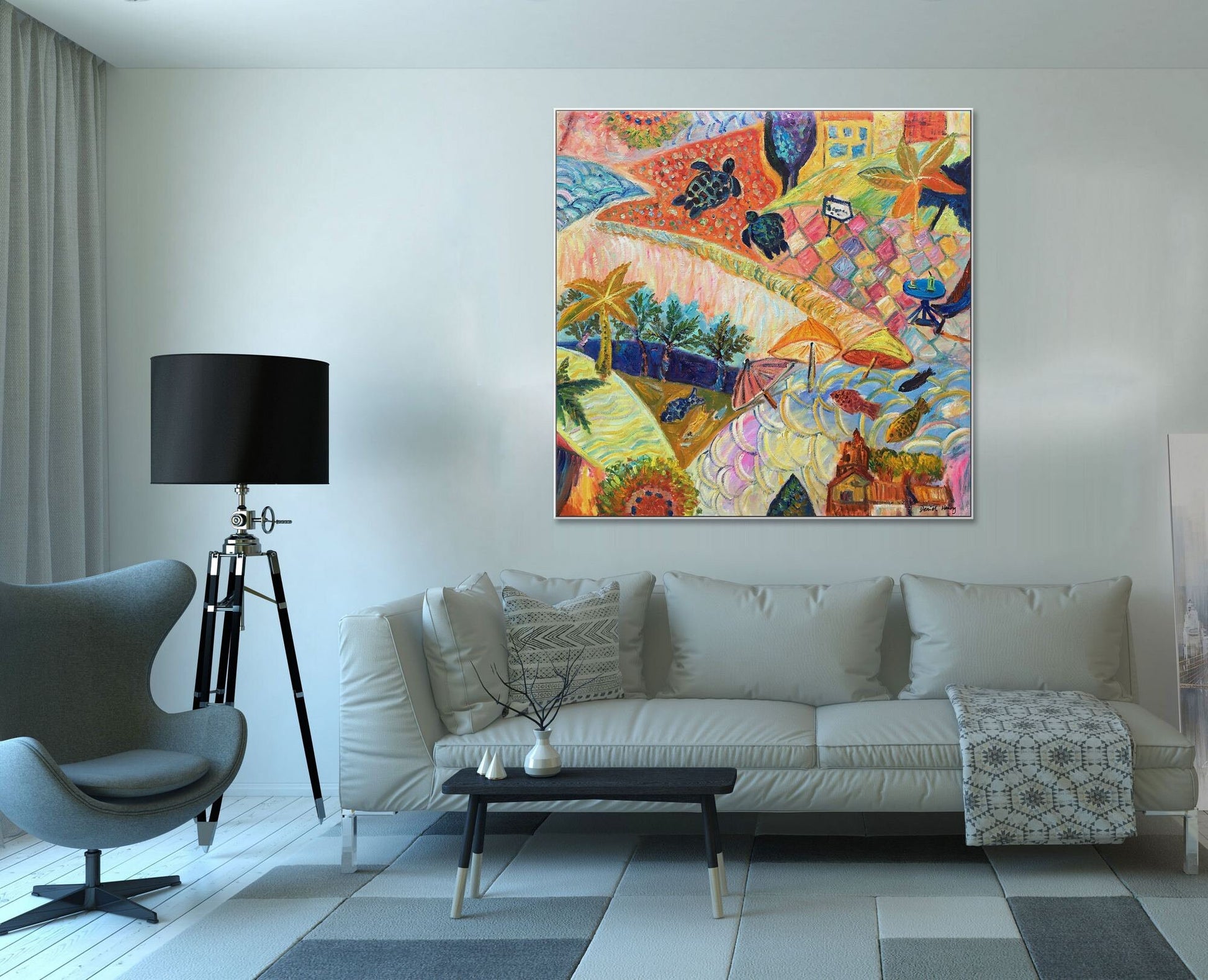 Abstract Oil Painting Ocean Park, Modern Painting, Large Oil Painting, Abstract Painting, Abstract Canvas Painting, Wall Art, Kids Room Art