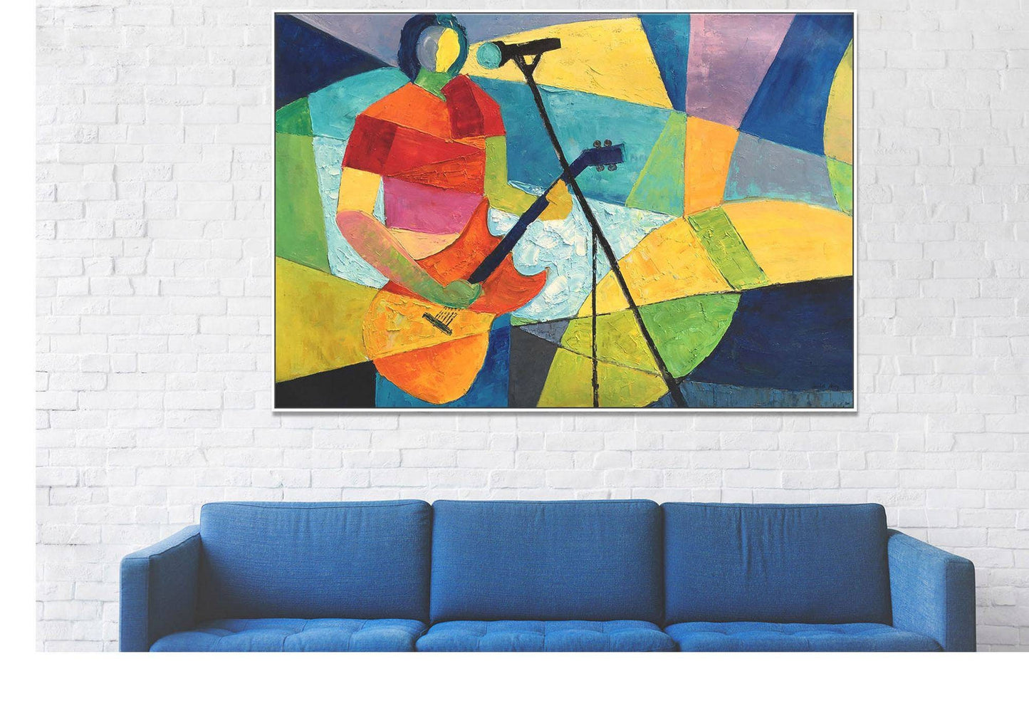 Large Abstract Painting Guitar Player, Original Oil Painting, Oil Painting Abstract, Large Wall Decor, Canvas Art, Modern Art, Bathroom Art