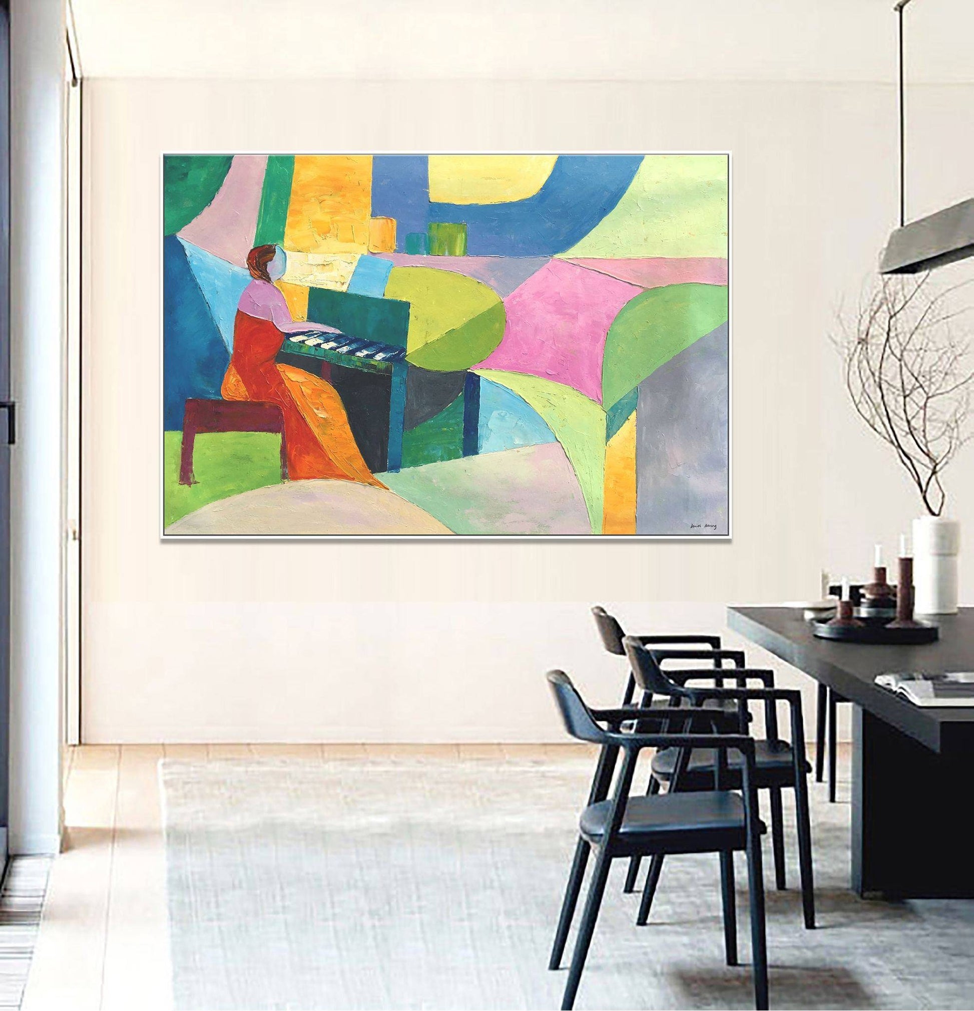 Original Abstract Art Piano Player, Abstract Painting, Contemporary Art, Abstract Canvas Painting, Large Abstract Painting, Wall Art