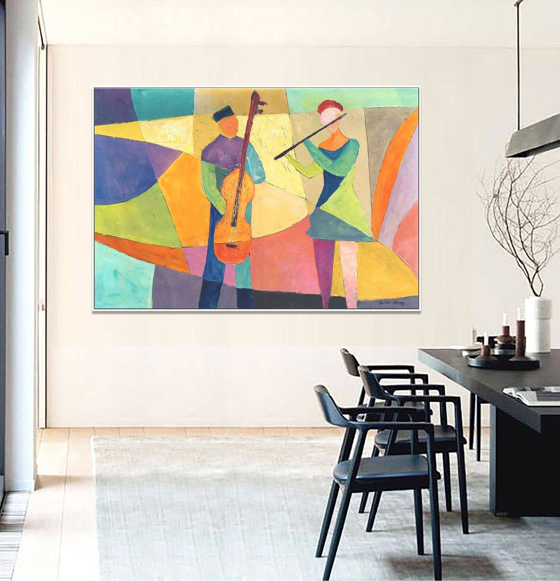 Original Art Oil Painting Music Players, Large Canvas Painting, Contemporary Art, Living Room Art, Wall Decor, Canvas Art, Abstract Painting