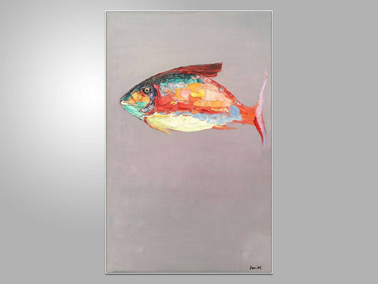 Oil Painting Fish Abstract, String Lights For Bedroom, Original Painting, Abstract Canvas Painting, Large Oil Painting, Abstract Wall Art