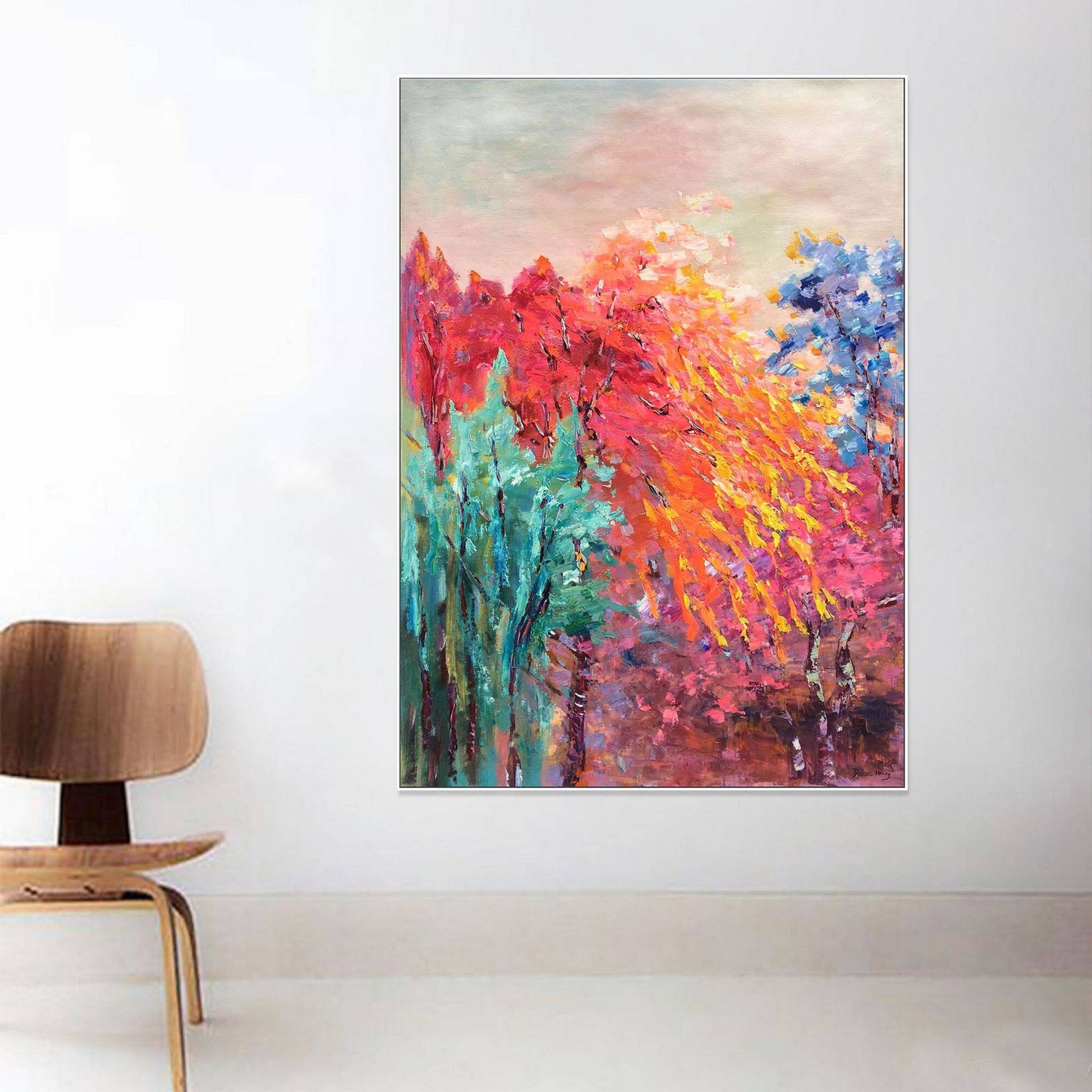 Oil Painting Abstract Landscape Modern Art, Large Painting, Family Wall Decor, Original Abstract Art, Abstract Canvas Painting, Vivid Color