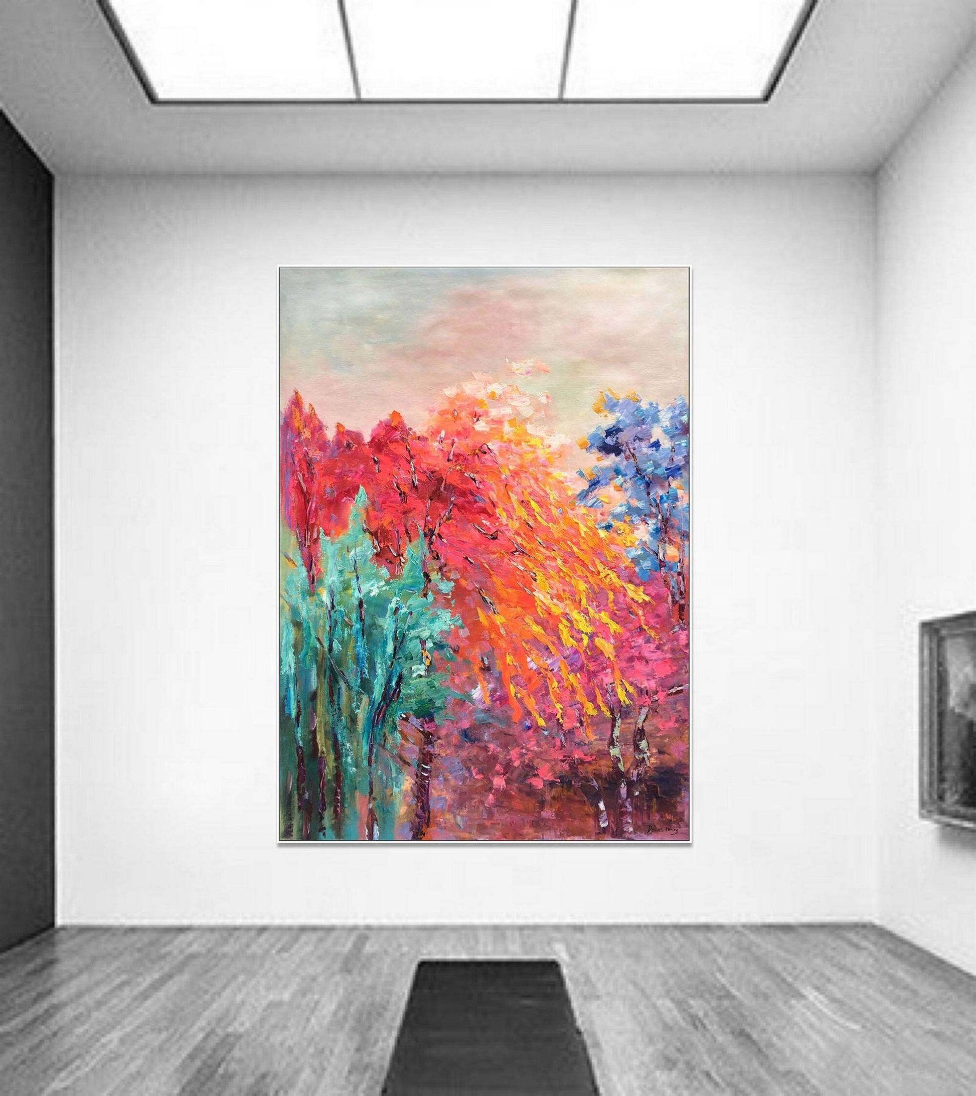 Oil Painting Abstract Landscape Modern Art, Large Painting, Family Wall Decor, Original Abstract Art, Abstract Canvas Painting, Vivid Color