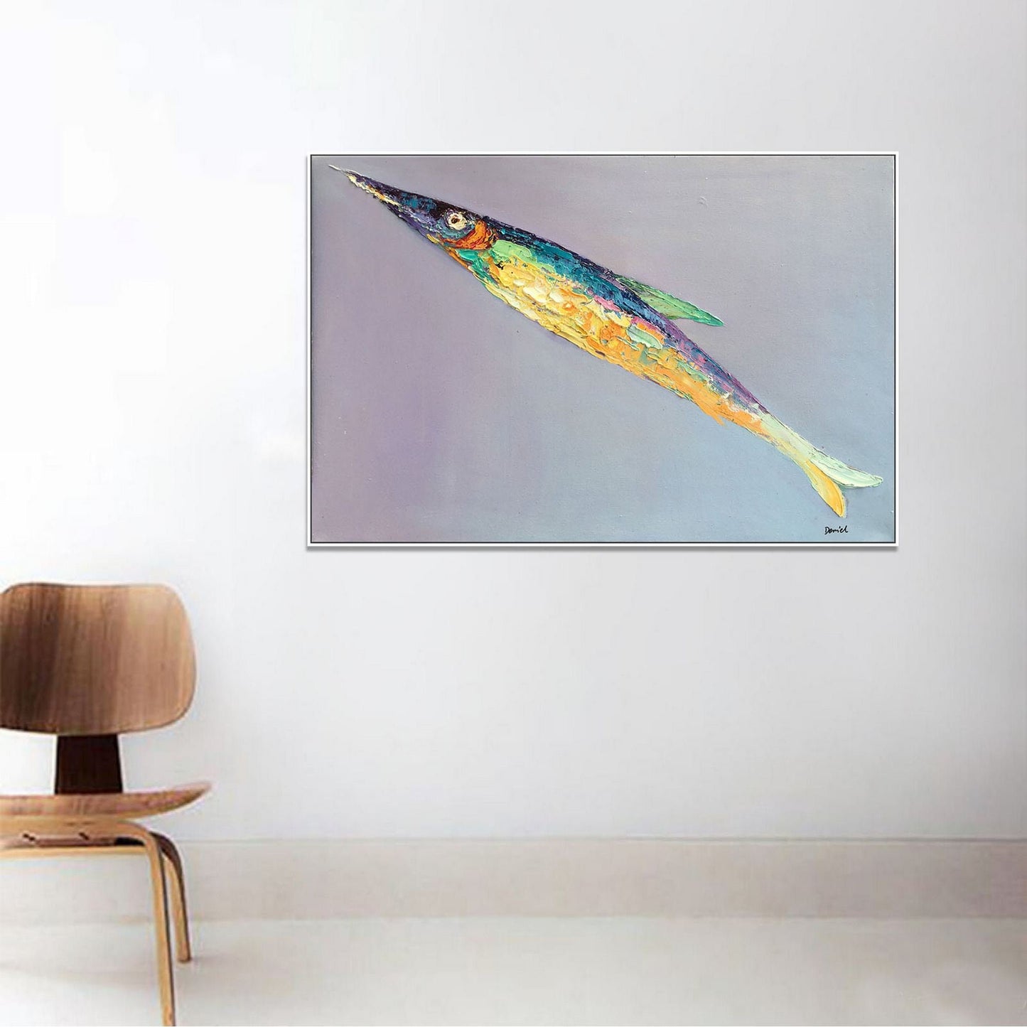 Abstract Canvas Painting, Abstract Oil Painting Fish, Modern Art, Original Painting, Extra Large Wall Art, Large Abstract Painting