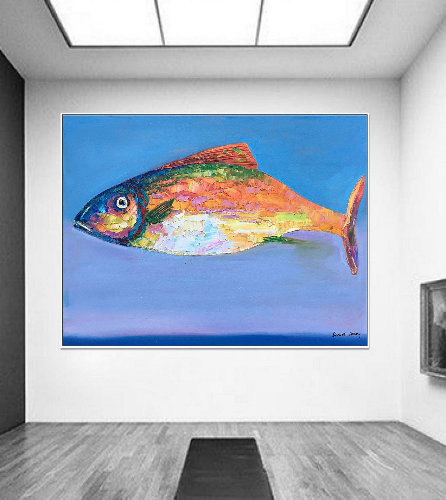 Large Abstract Art Fish Painting, Modern Art, Kitchen Wall Art, Modern Wall Art, Abstract Canvas Painting, Painting Abstract, Original Art