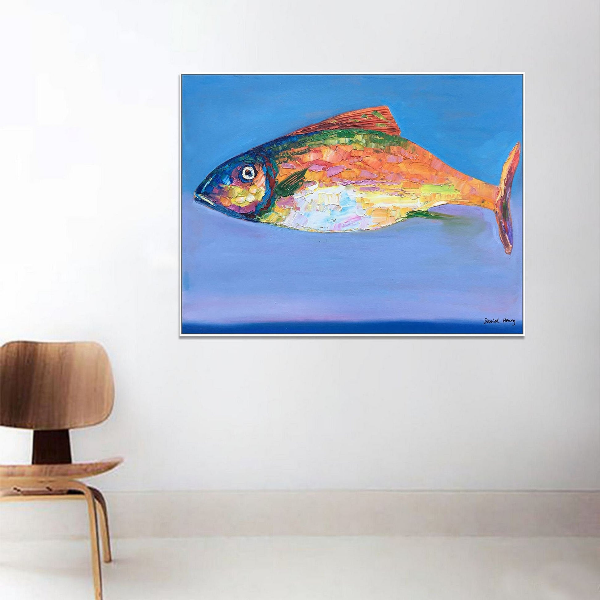 Large Abstract Art Fish Painting, Modern Art, Kitchen Wall Art, Modern Wall Art, Abstract Canvas Painting, Painting Abstract, Original Art