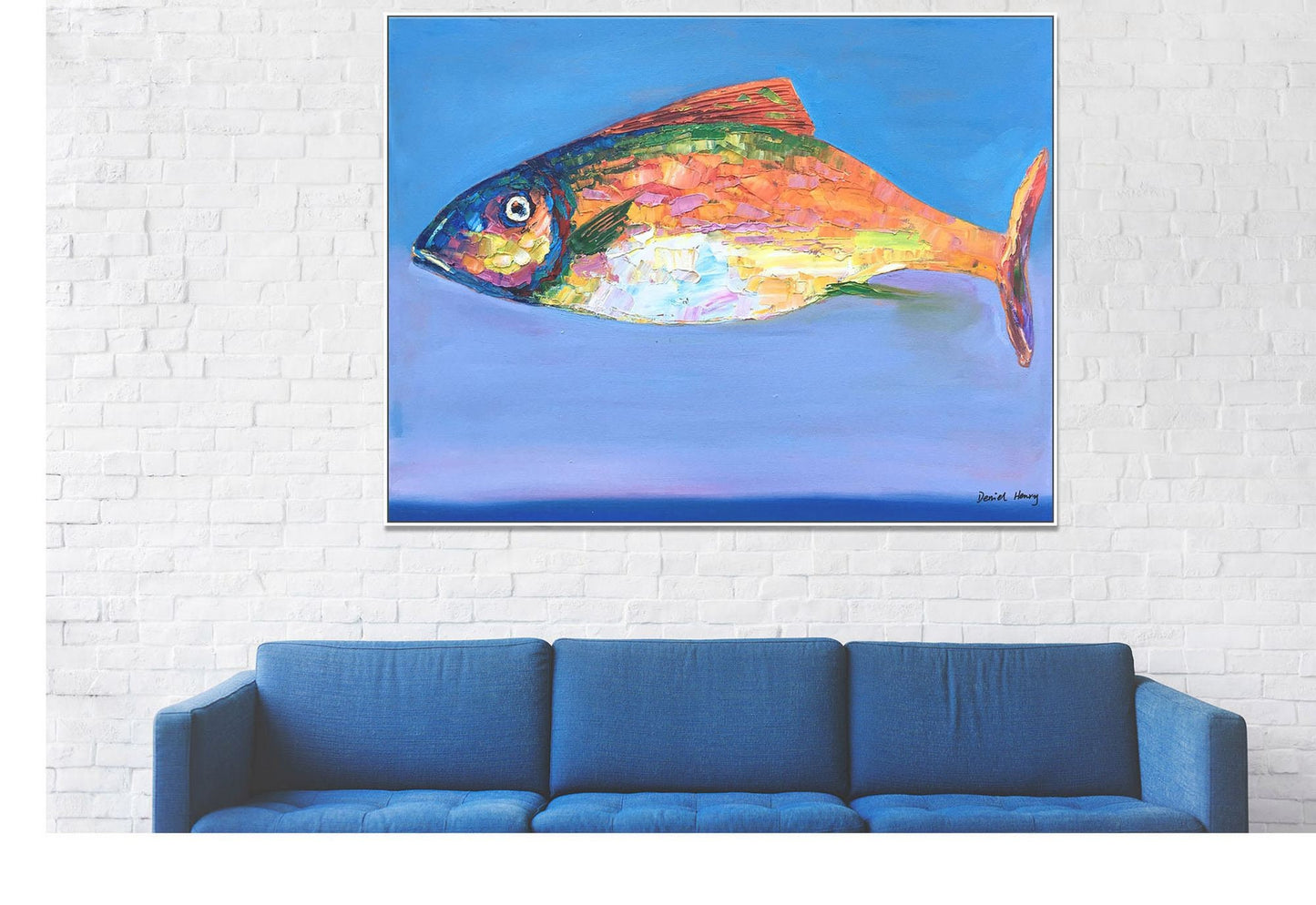 Large Abstract Art Fish Painting, Modern Art, Kitchen Wall Art, Modern Wall Art, Abstract Canvas Painting, Painting Abstract, Original Art